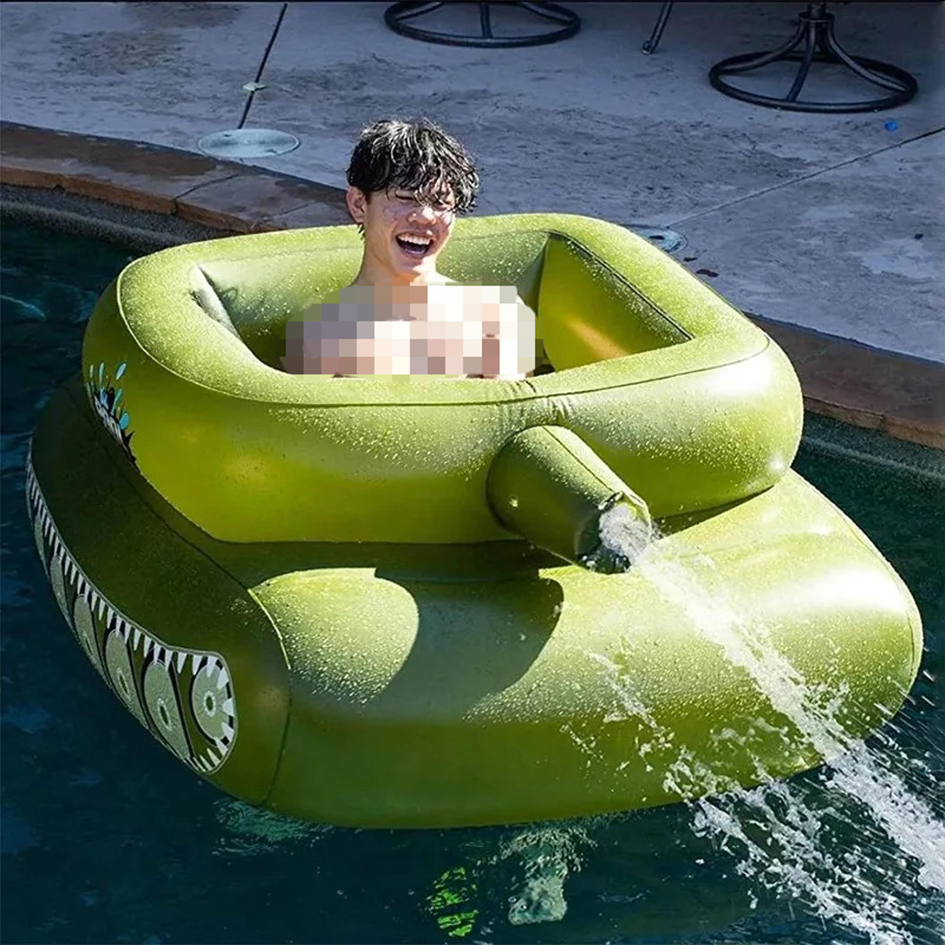 giant inflatable pool float with water gun ride on seat for adults summer pool party float