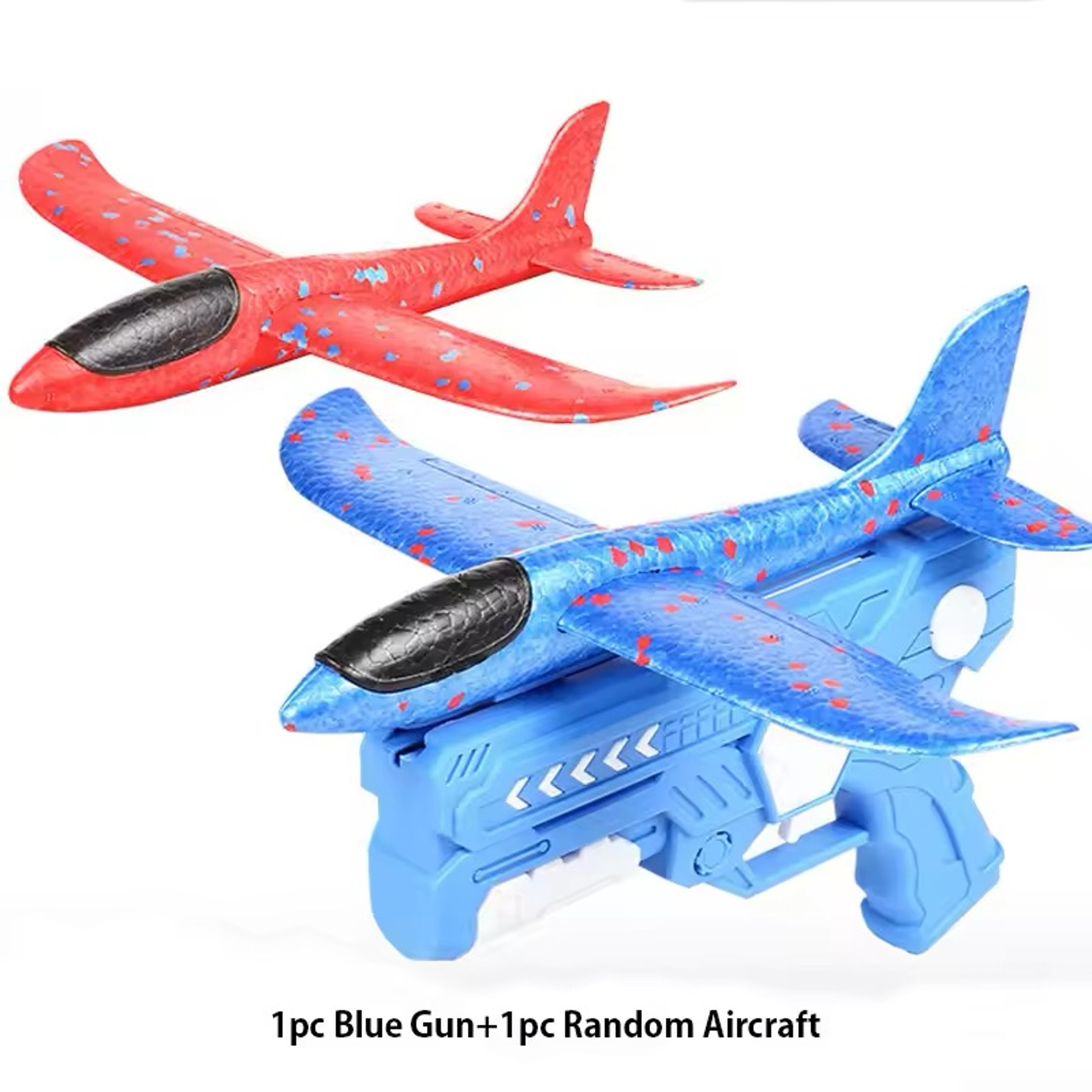 glowing foam airplane launcher toy outdoor flying foam aircraft gun for kids
