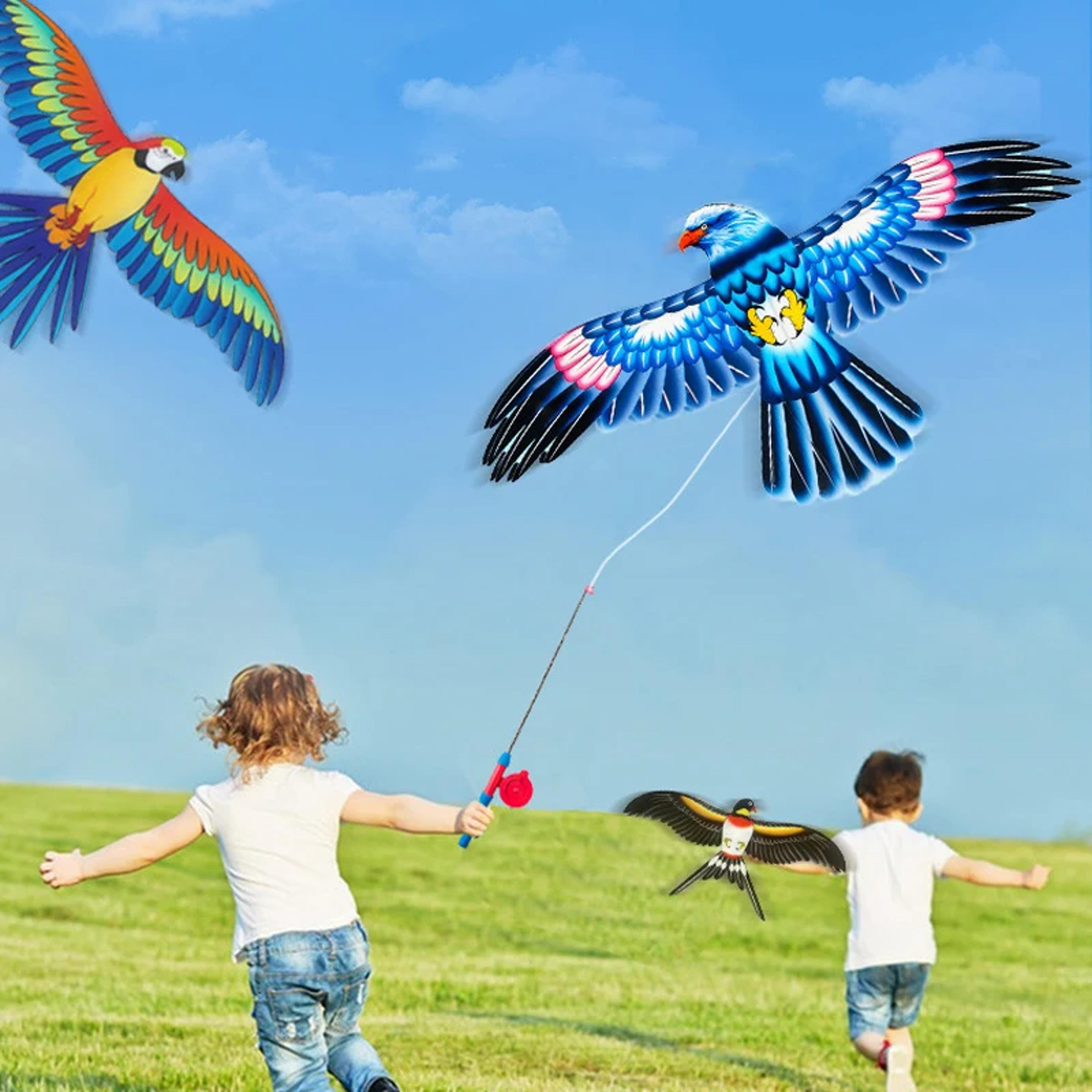 cartoon eagle foldable kids kite toy with hand brake outdoor flying fun