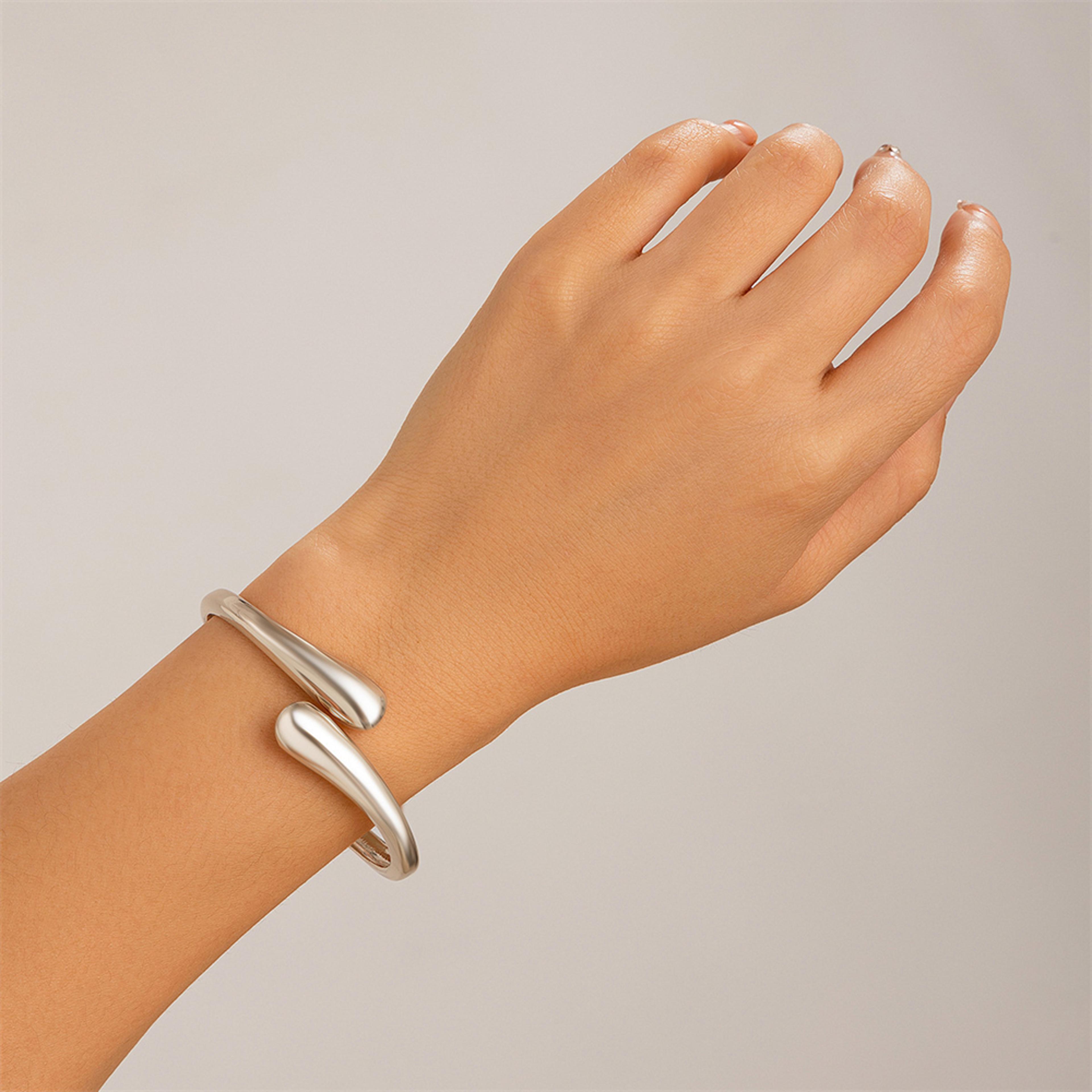 sculpted waterdrop cuff bracelet for women chunky gold bracelet, silver cuff bracelet, open bangle