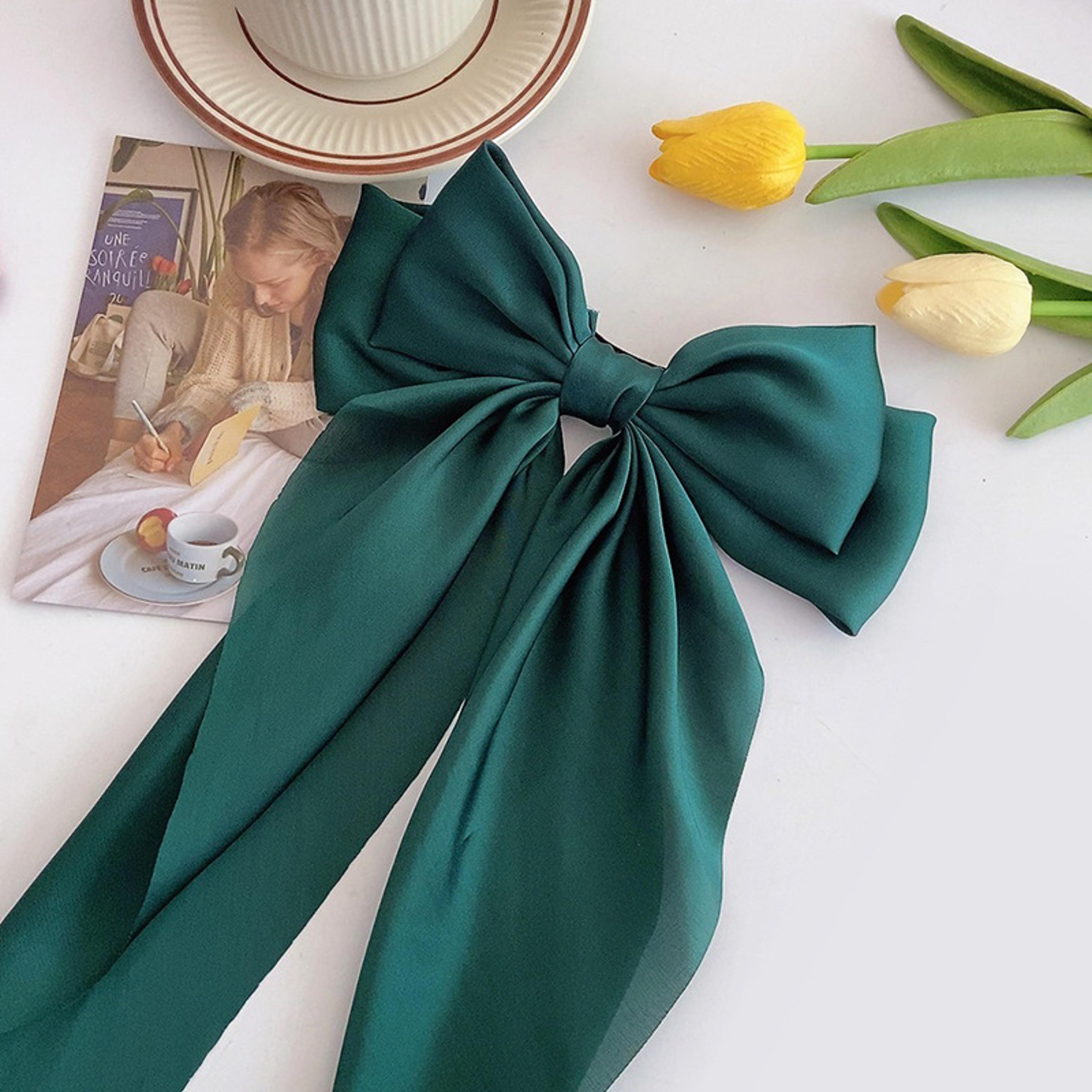 gracelux satin bow hair clip oversized ribbon barrette for women & girls