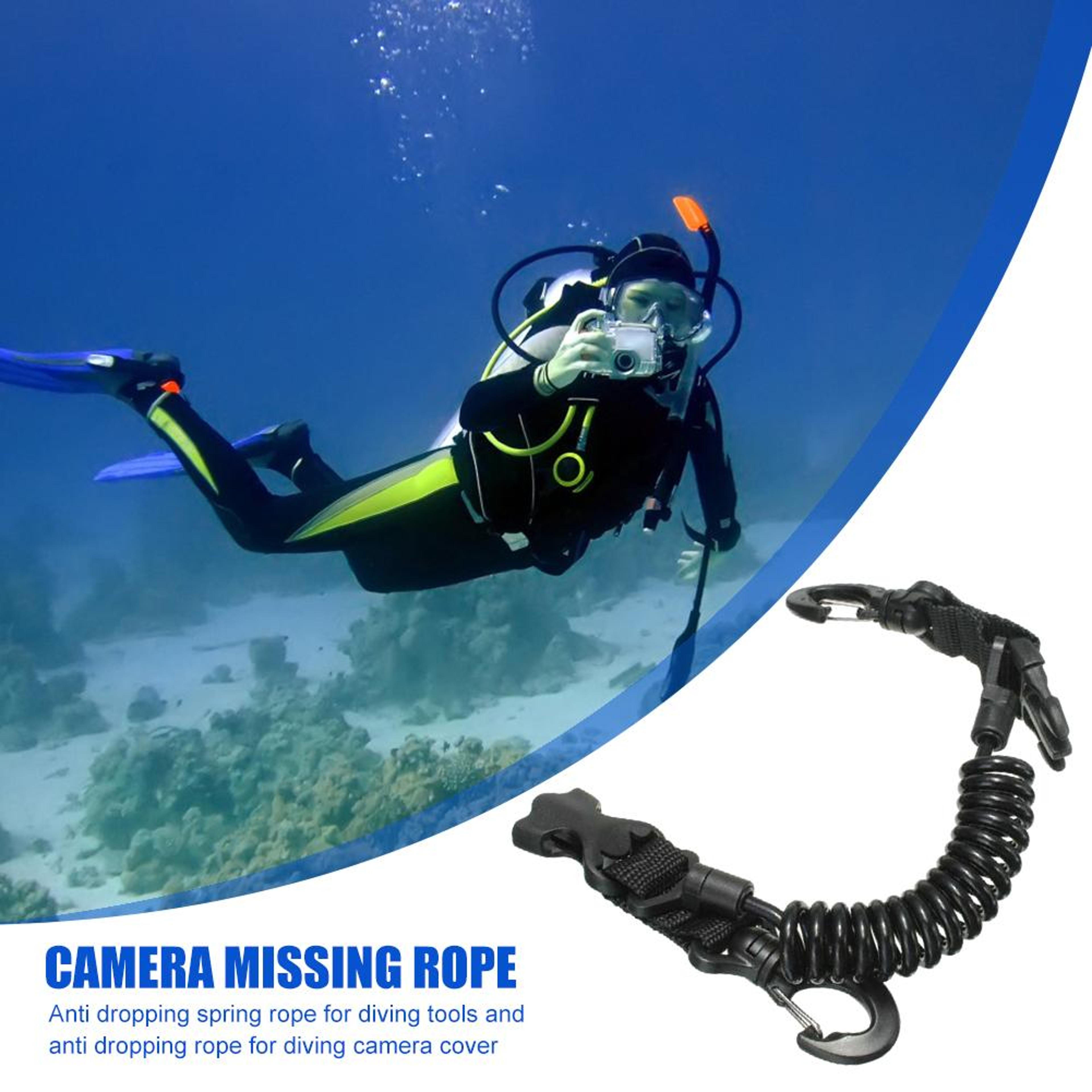 elastic coil diving camera lanyard anti lost scuba safety tether with buckle clip
