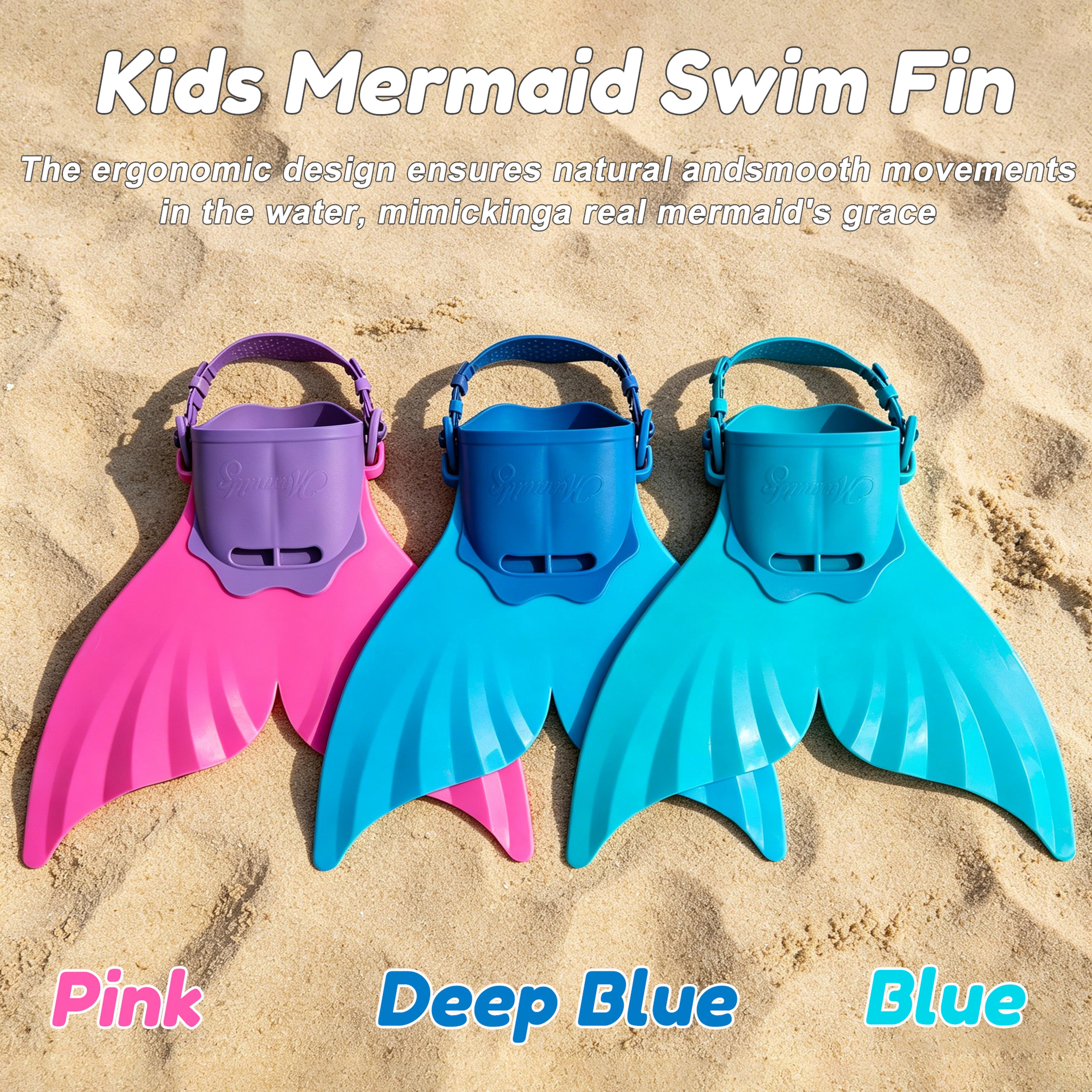 kids mermaid monofin swim fin full foot swim fins for snorkeling, swimming & diving practice