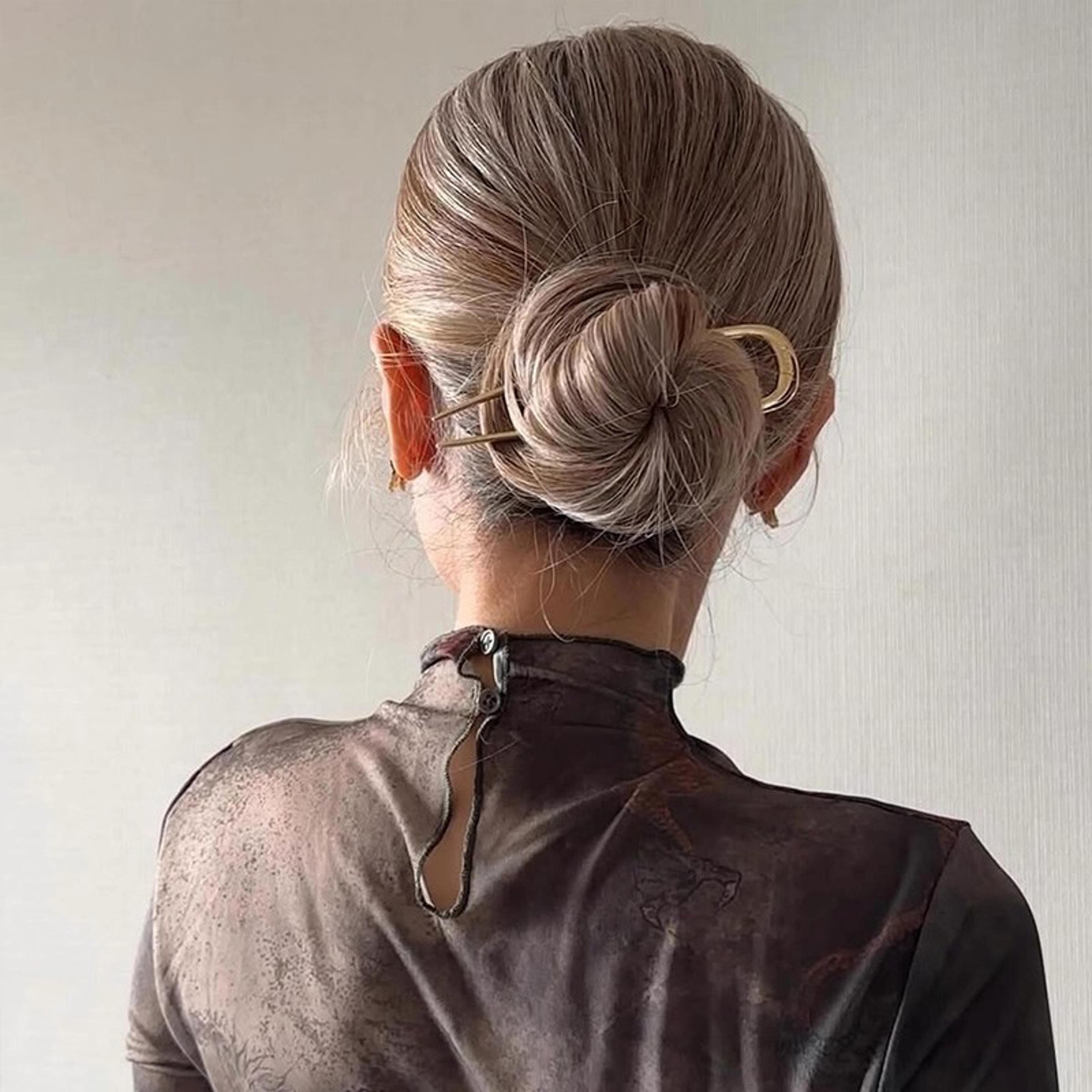 minimalist u shaped metal hair fork stick geometric bun holder hair pin for women