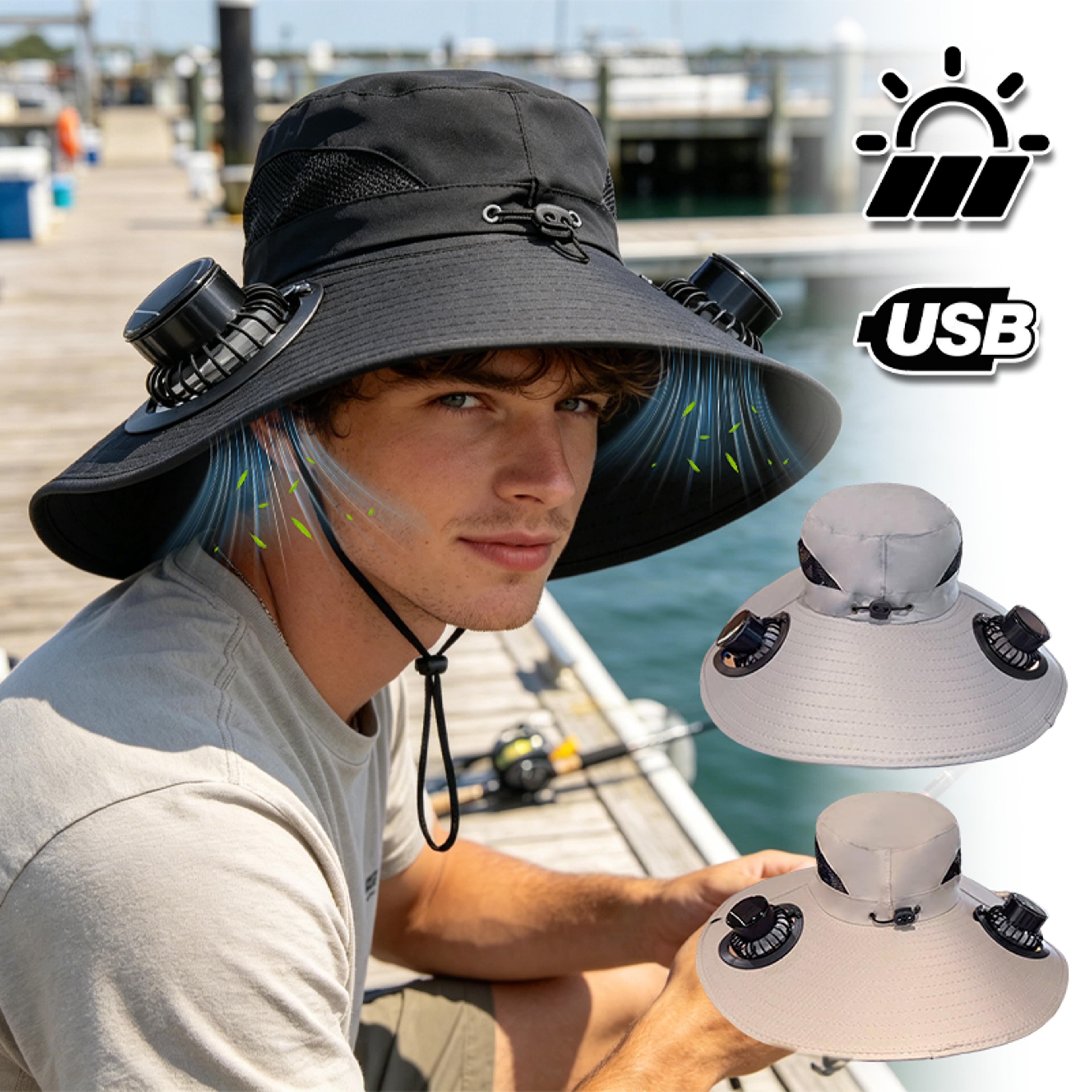 wide brim solar fan hat rechargeable cooling sun hat for fishing, hiking & outdoor use