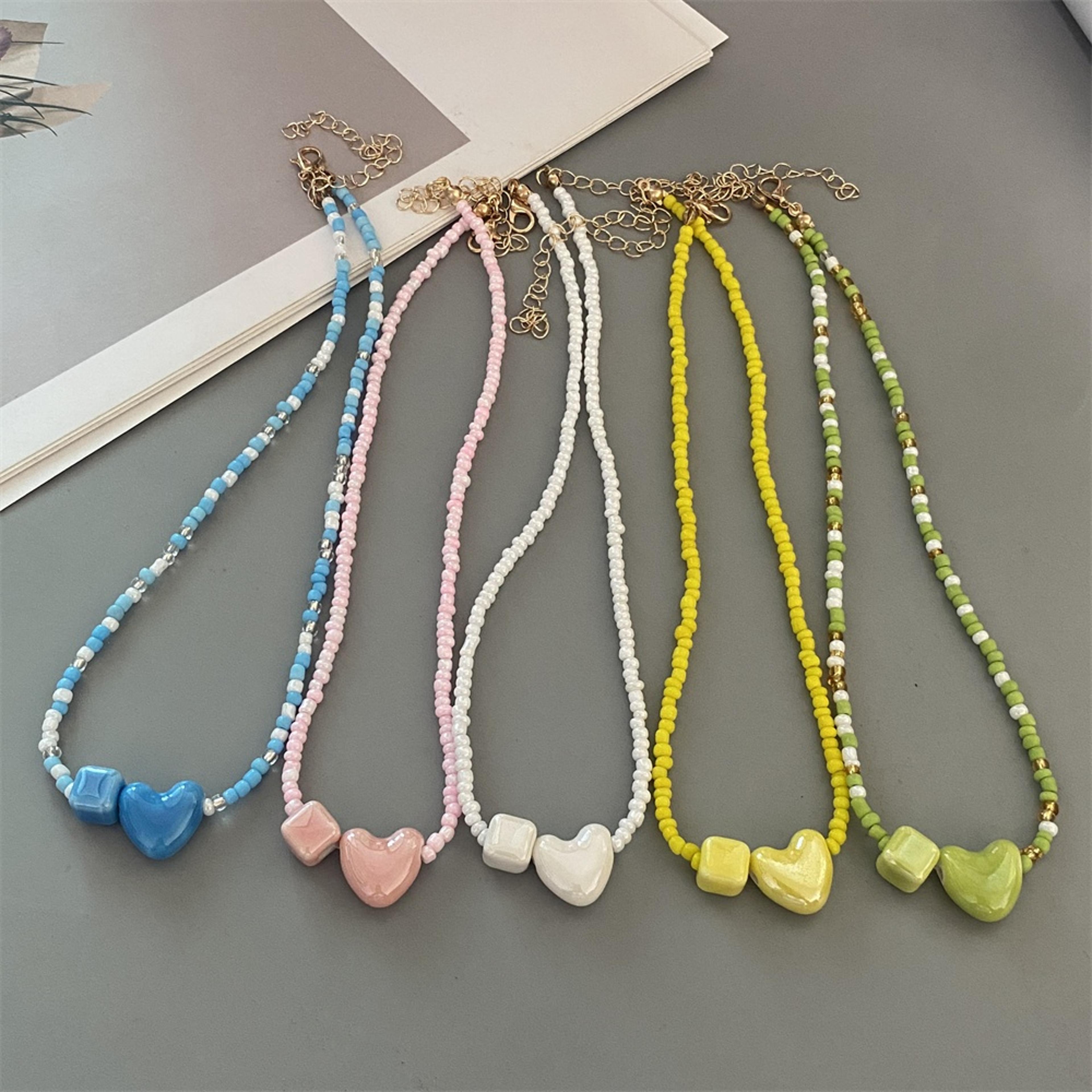 romantic geometric beaded choker necklace for women seed bead trendy jewelry gift