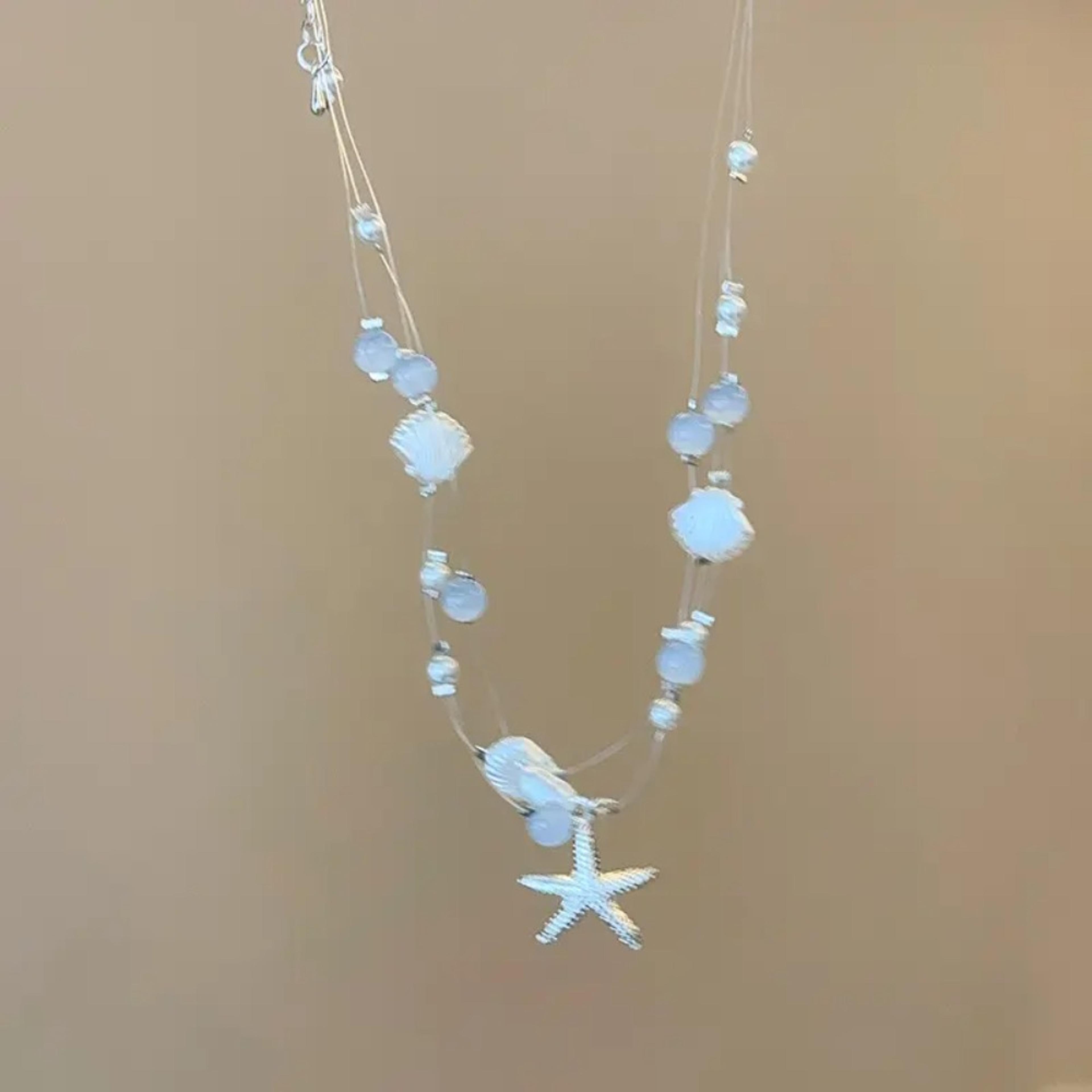 seaside starfish shell layered necklace boho beach pendant jewelry for women
