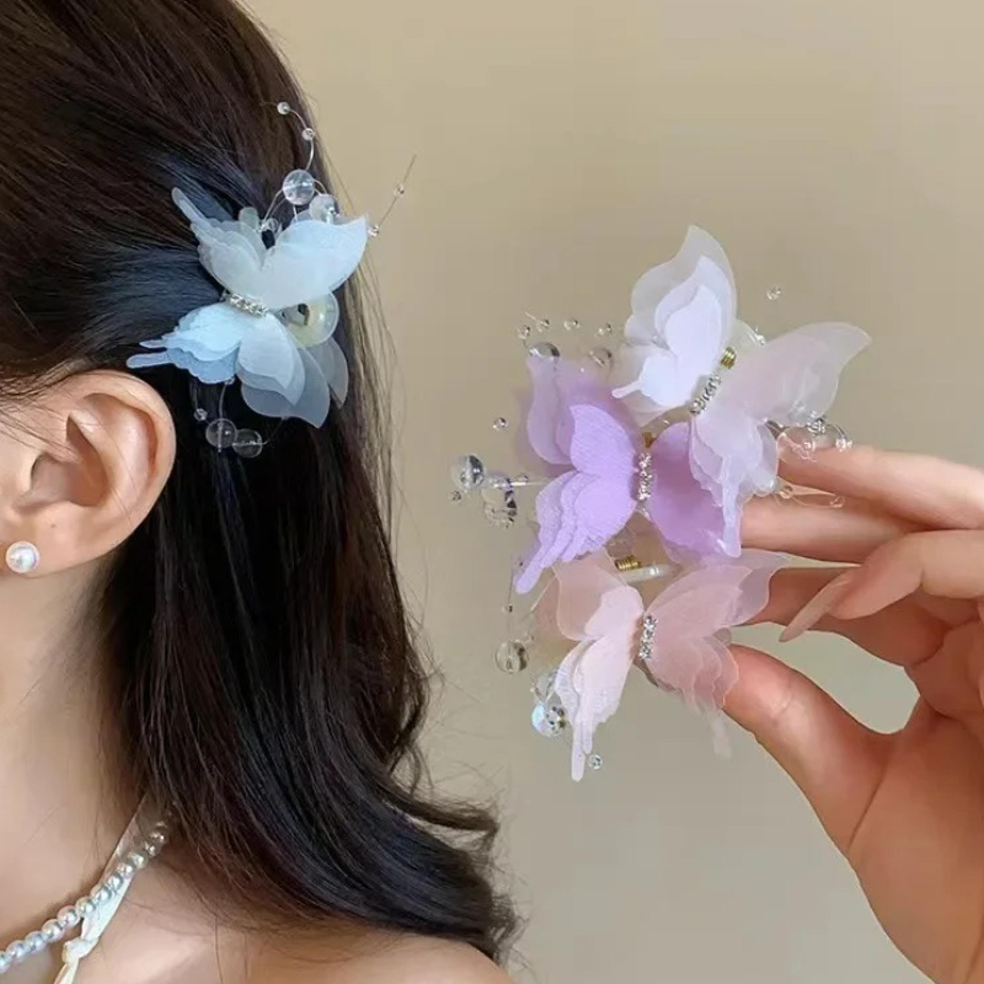 butterfly tulle shark hair clip lace hair accessories for women & girls bangs hairpin