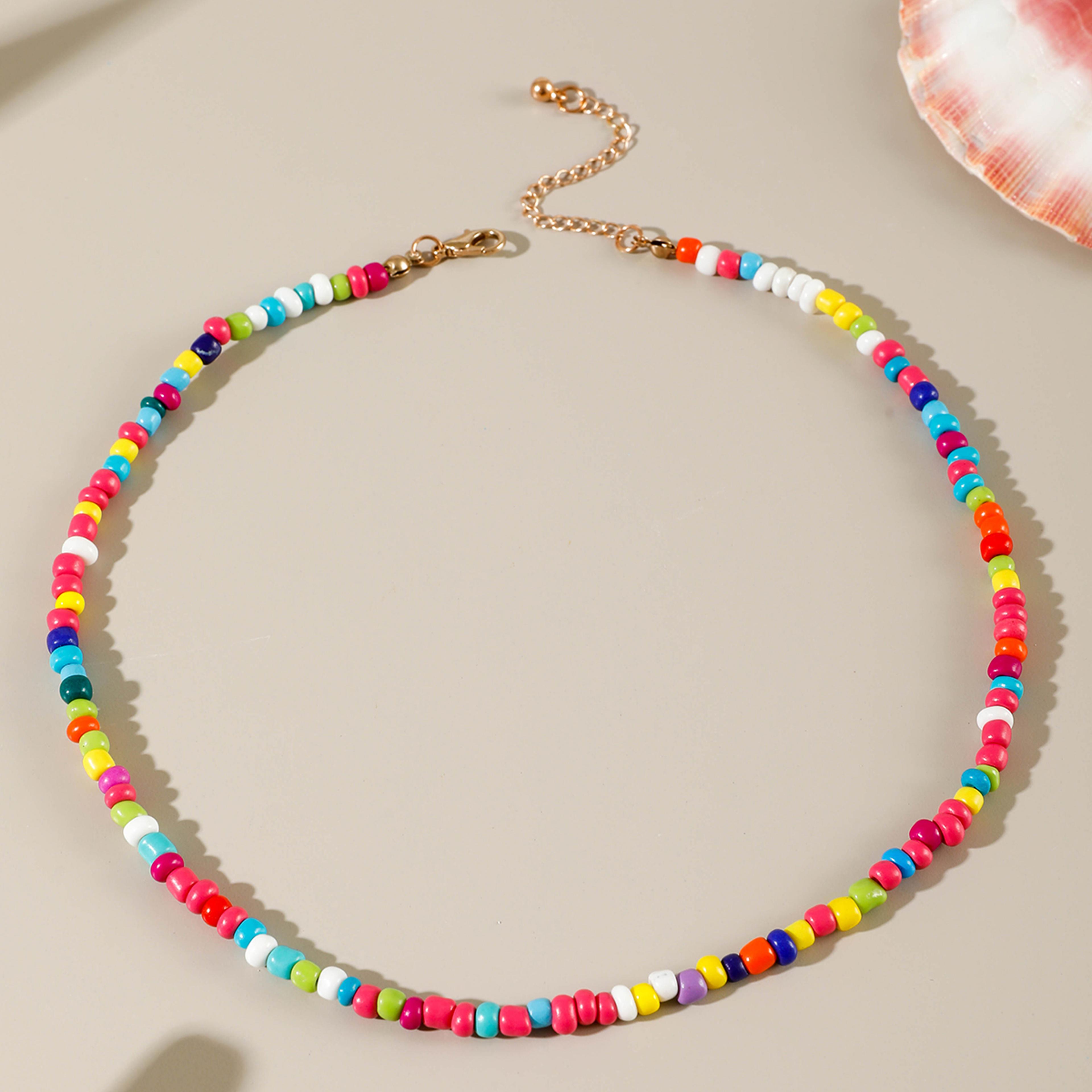 bohemian starfish shell pendant necklace for women pearl beaded boho statement jewelry