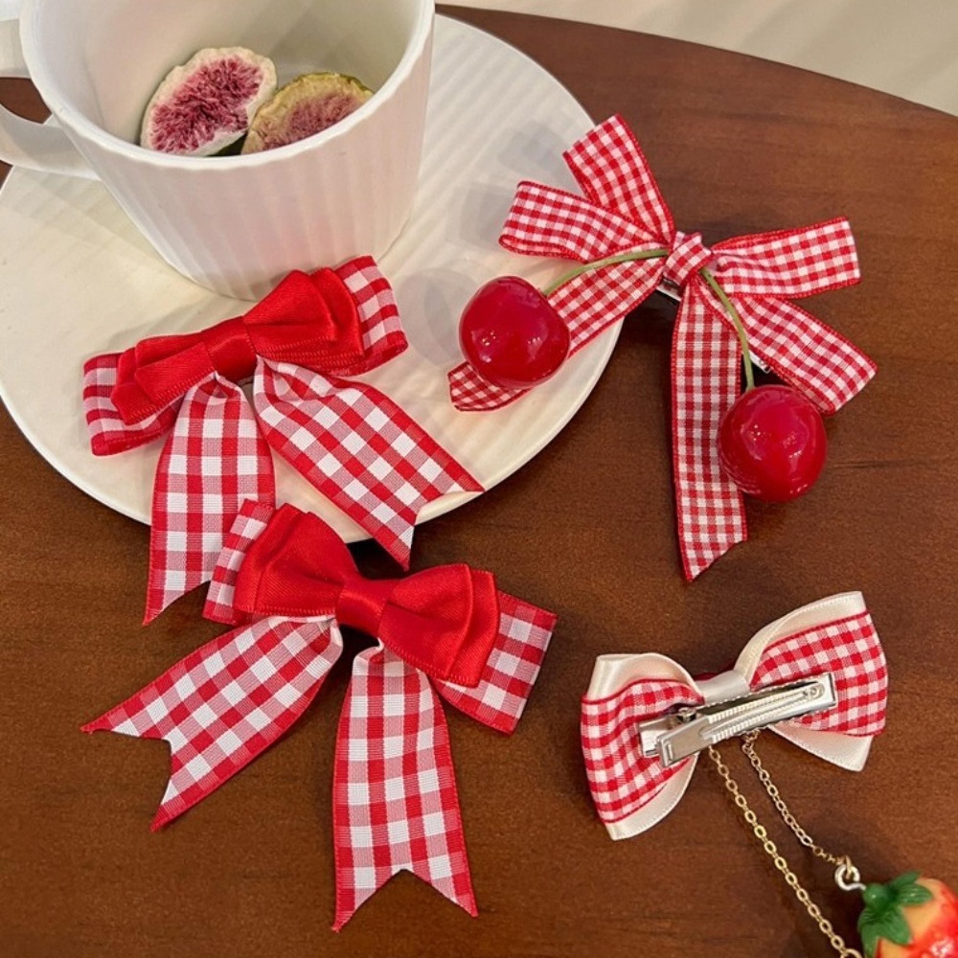 cute cherry bow hair clips for girls strawberry hairpins barrettes