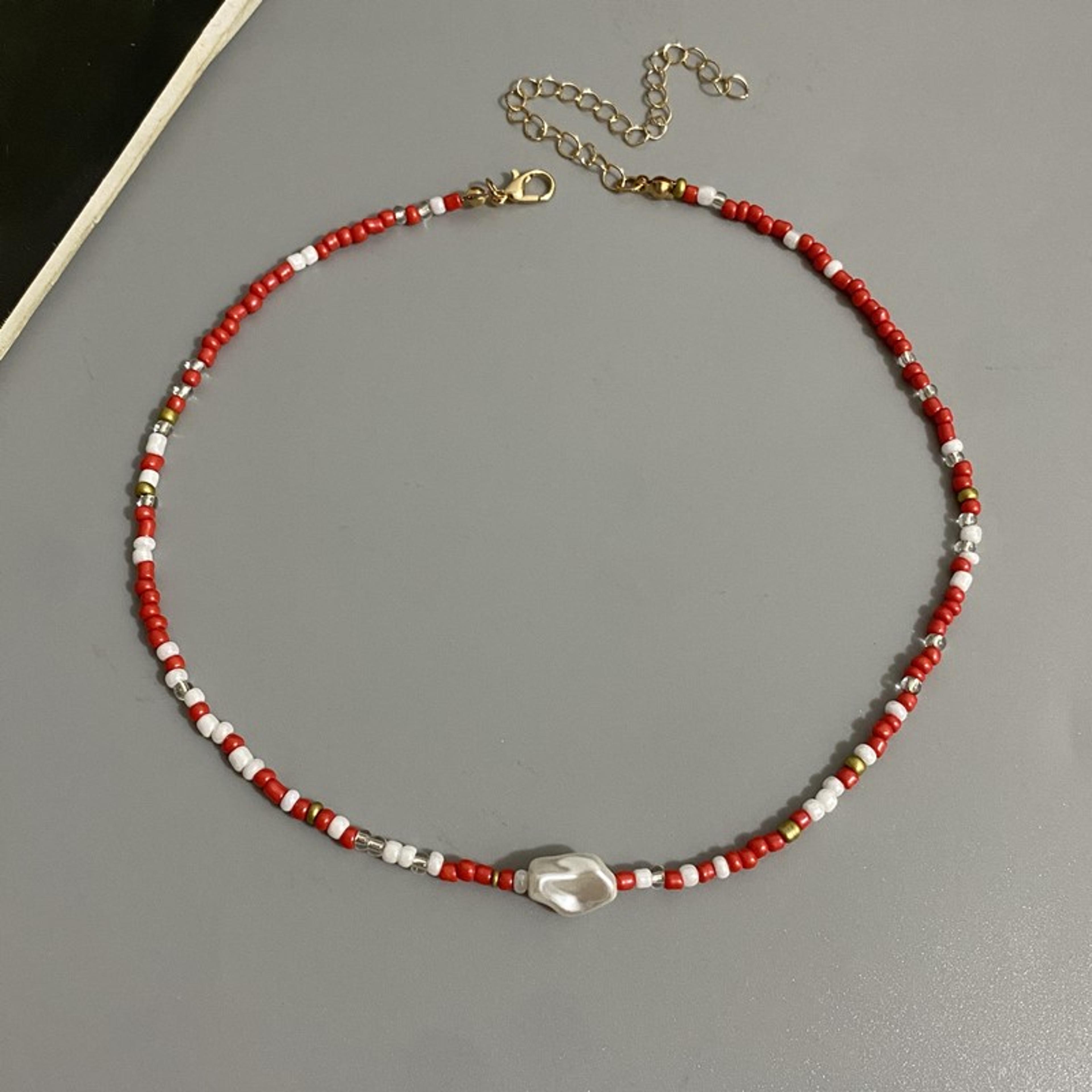 boho pearl beaded choker necklace handmade seed bead bohemian jewelry for women