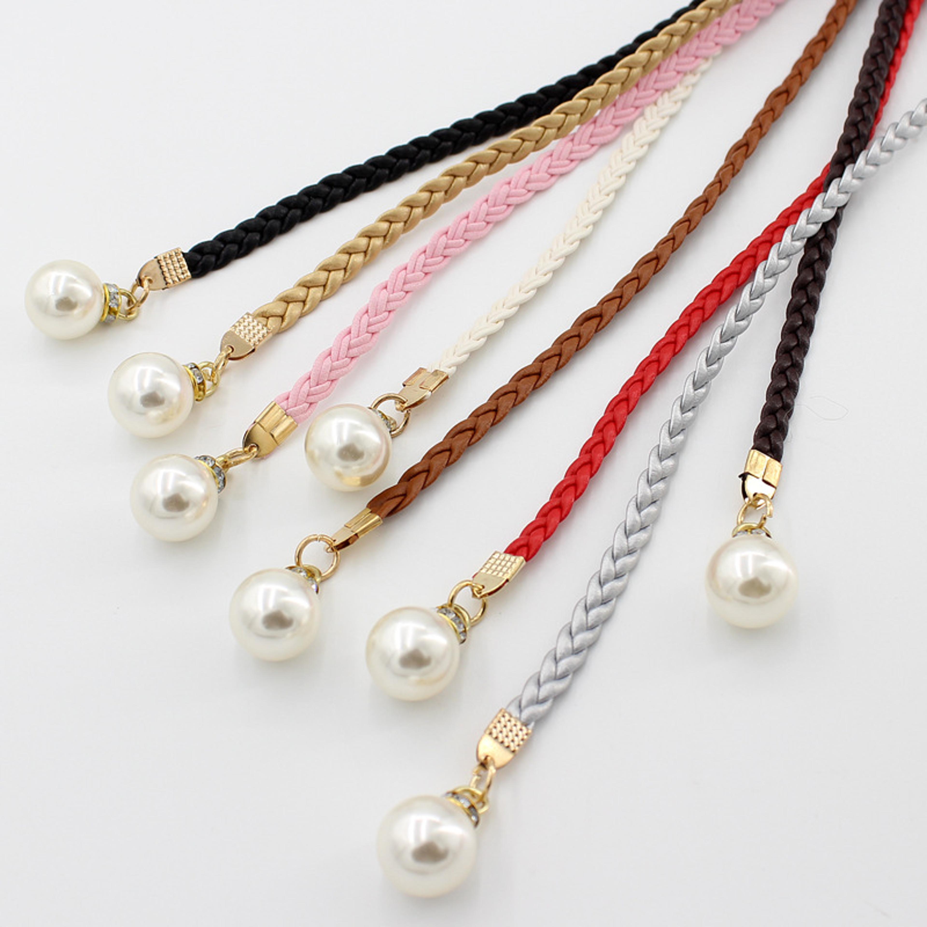 gothic retro waist chain belt for women thin pu woven fashion dress rope accessory