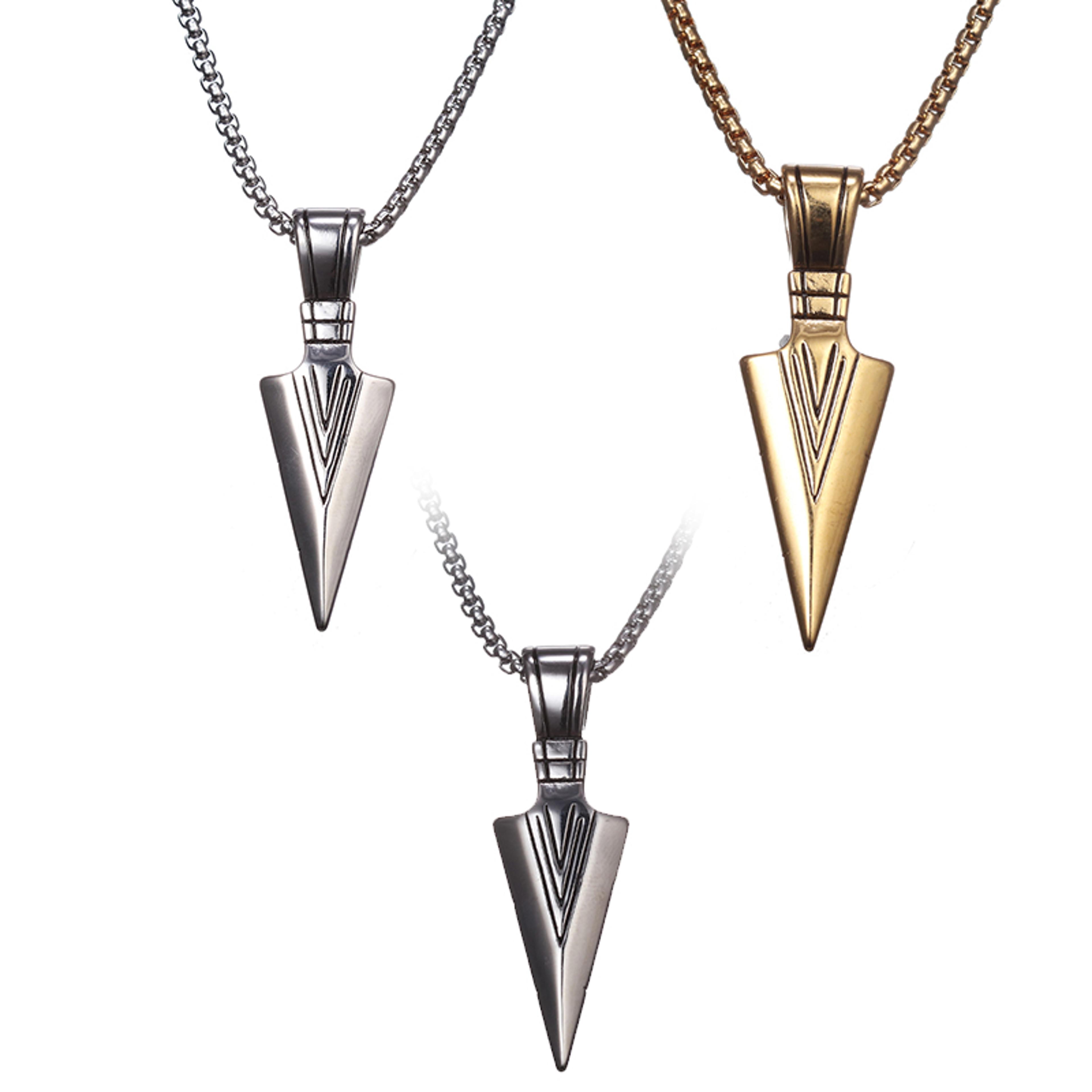 vintage spearhead arrowhead pendant punk necklace for men bold choker jewelry
