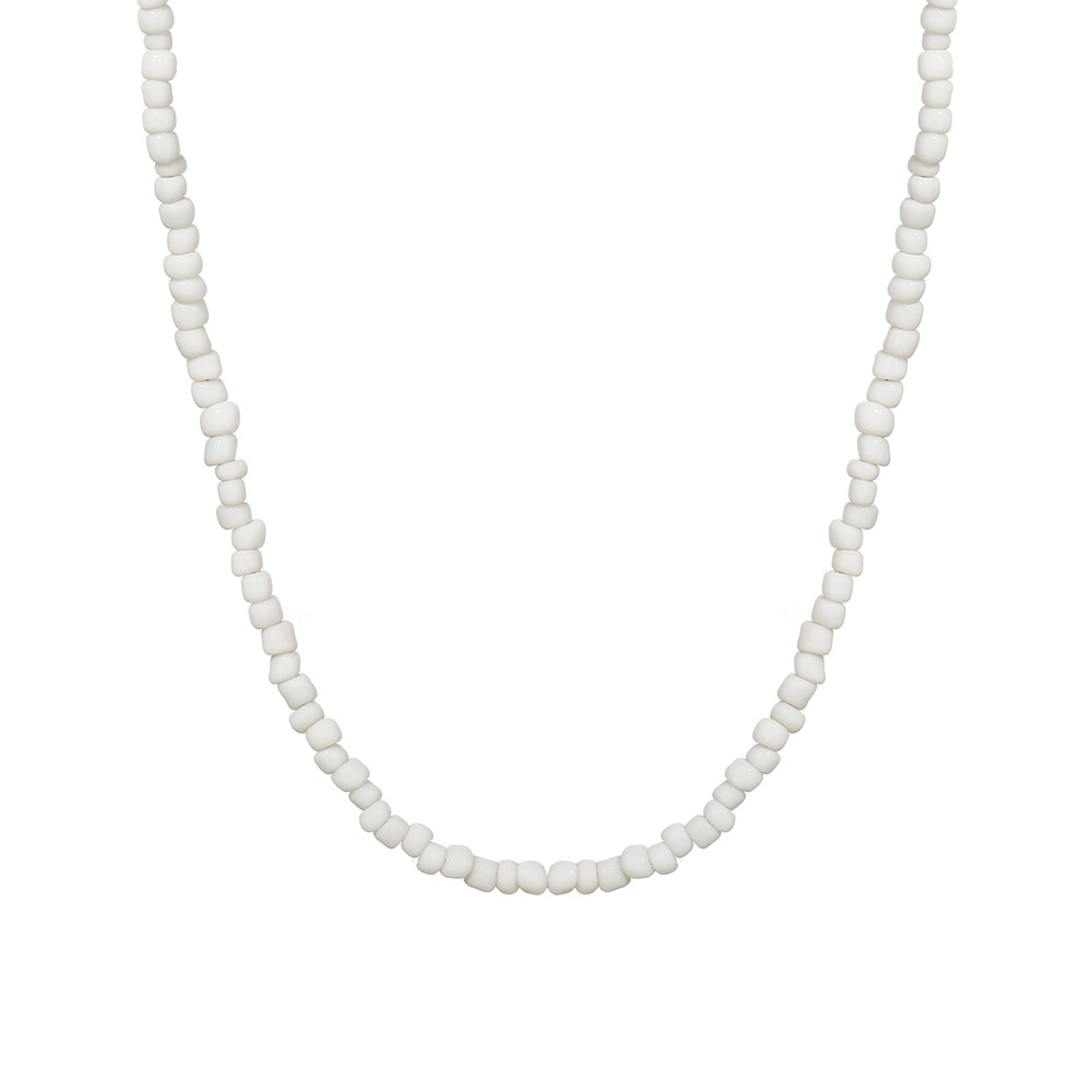 boho white acrylic bead choker necklace vintage bohemian chain jewelry for women