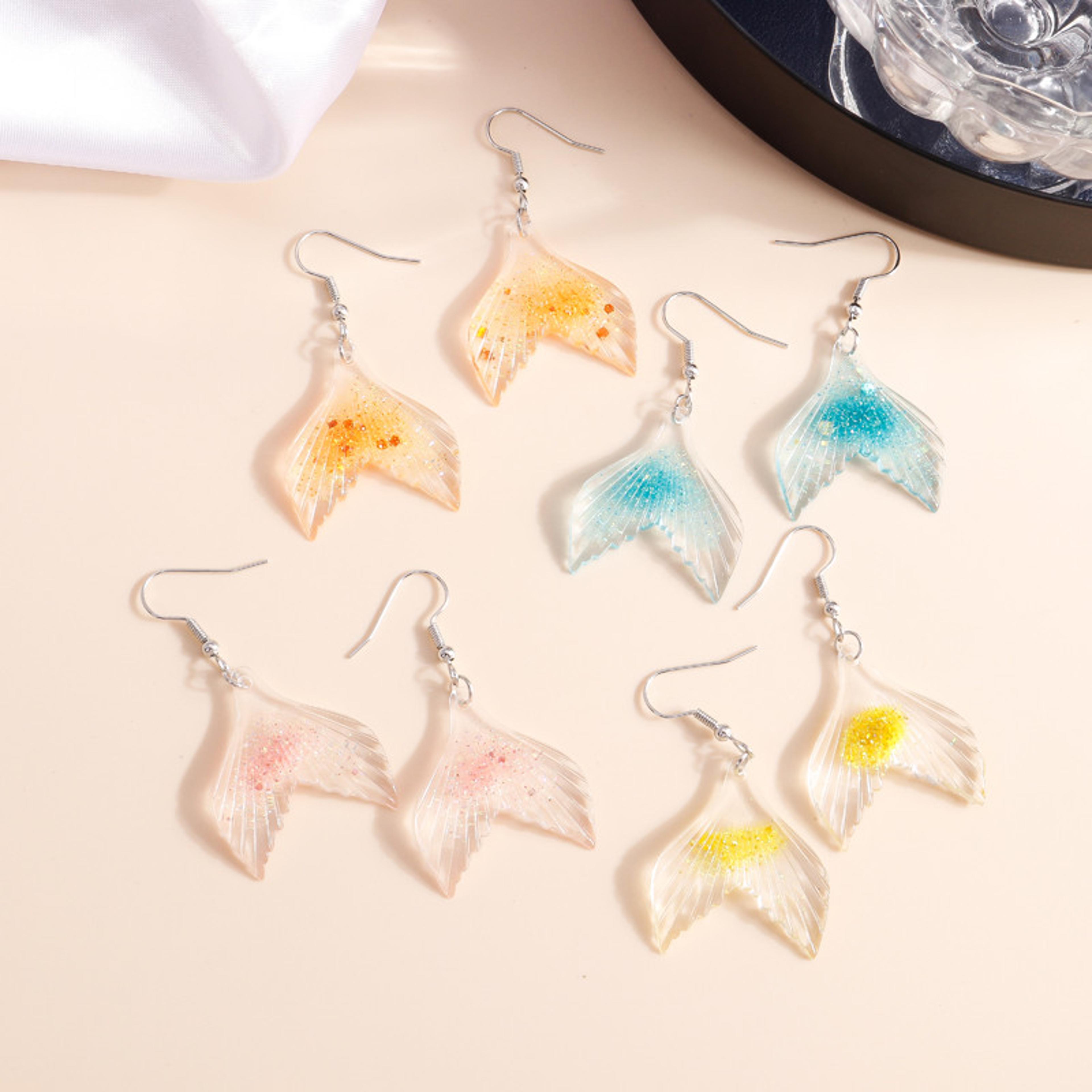 mermaid starfish resin dangle earrings boho beach earrings for women, summer vacation jewelry