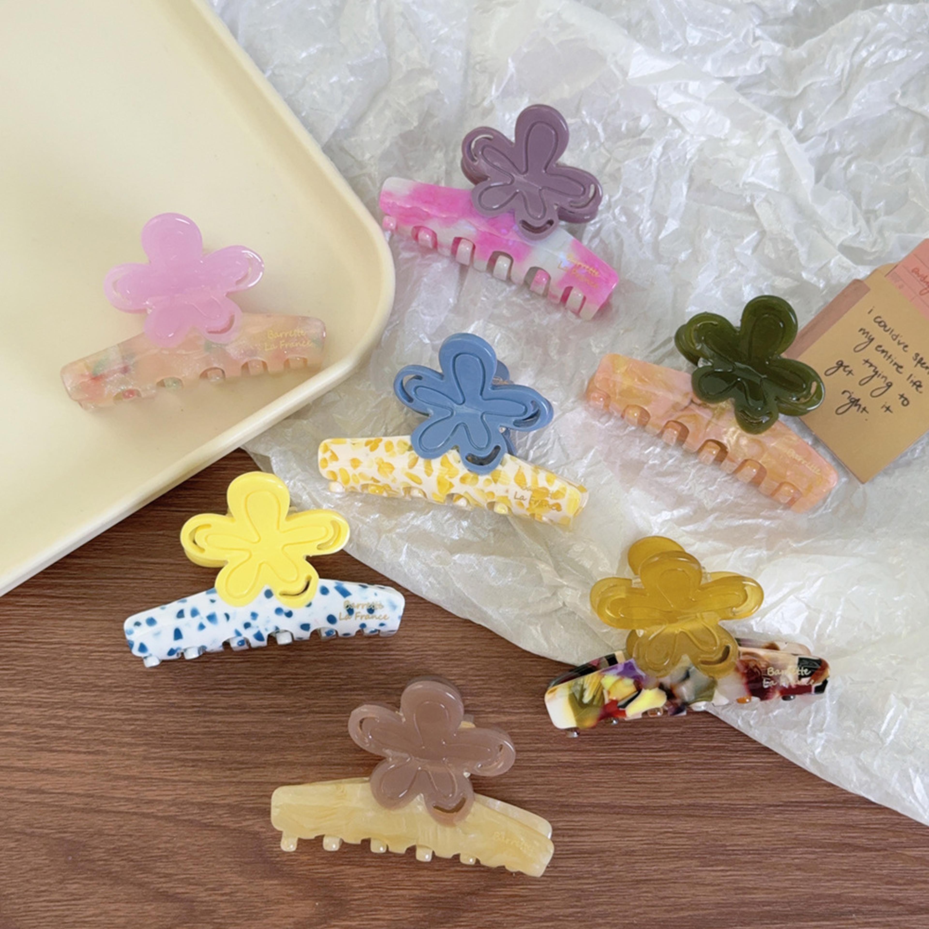 ins style acetate flower hair claw clips cute floral summer hair accessories