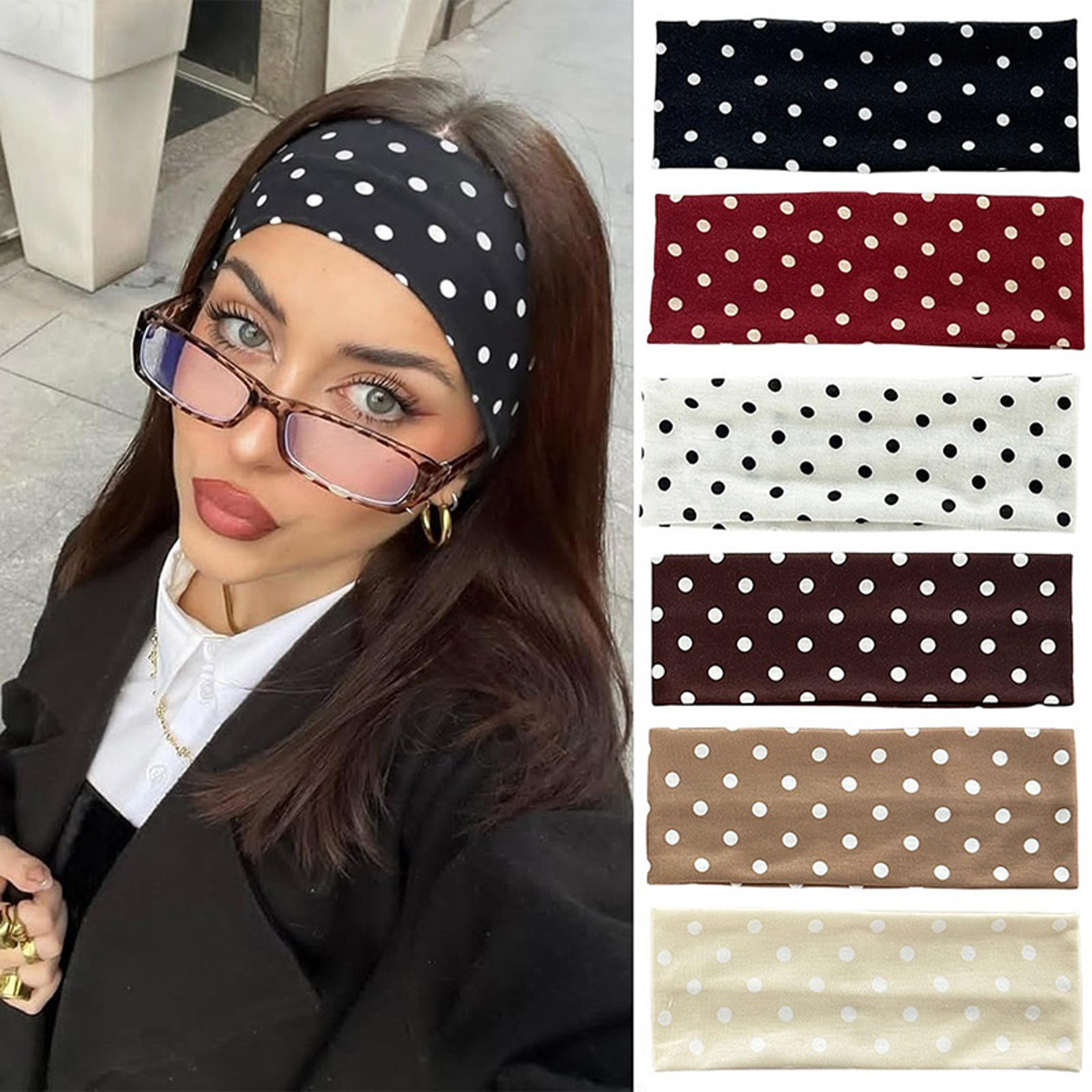 polka dot yoga headband sweat absorbent elastic sports & makeup hairband for travel fitness