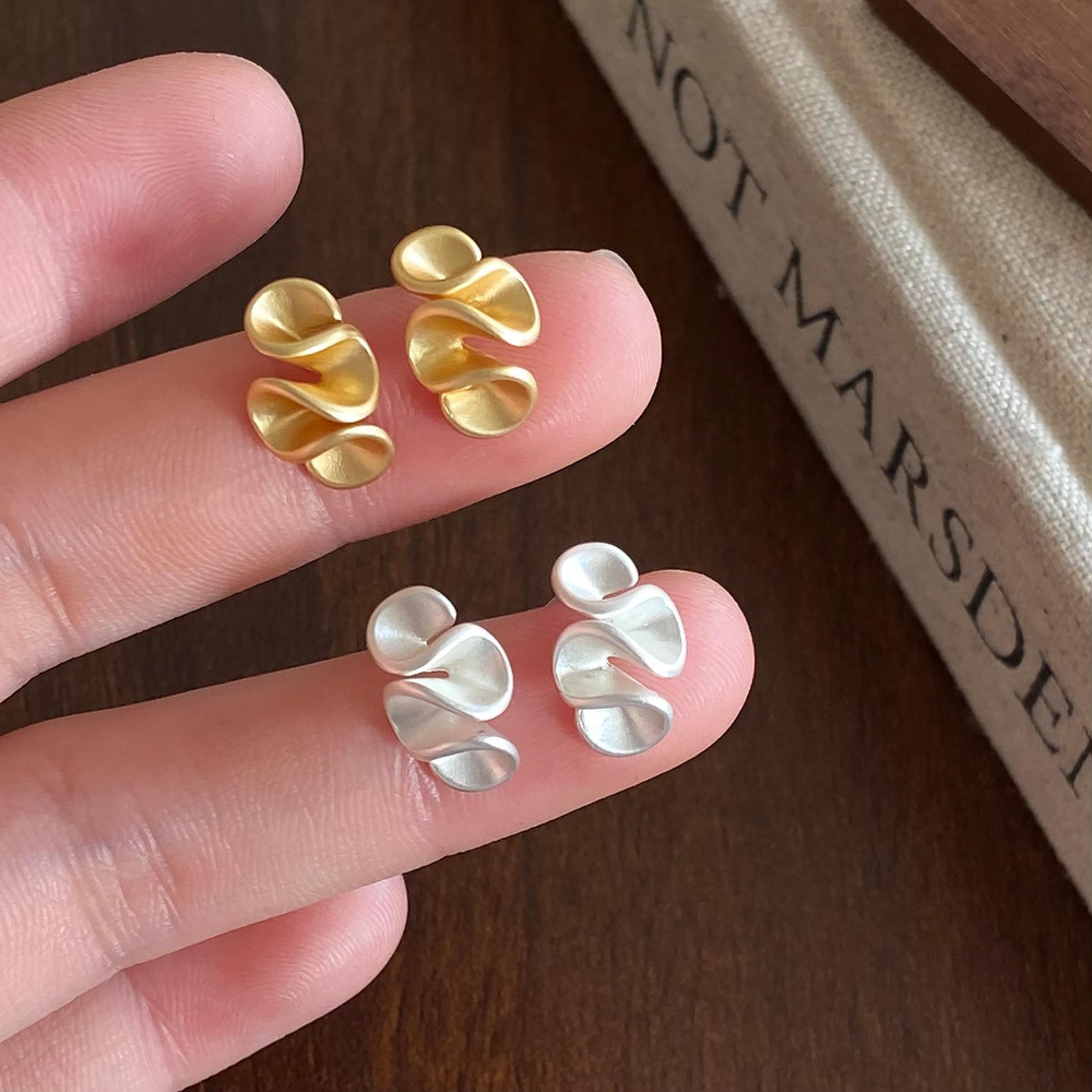 geometric flower silver needle stud earrings for women fashion jewelry
