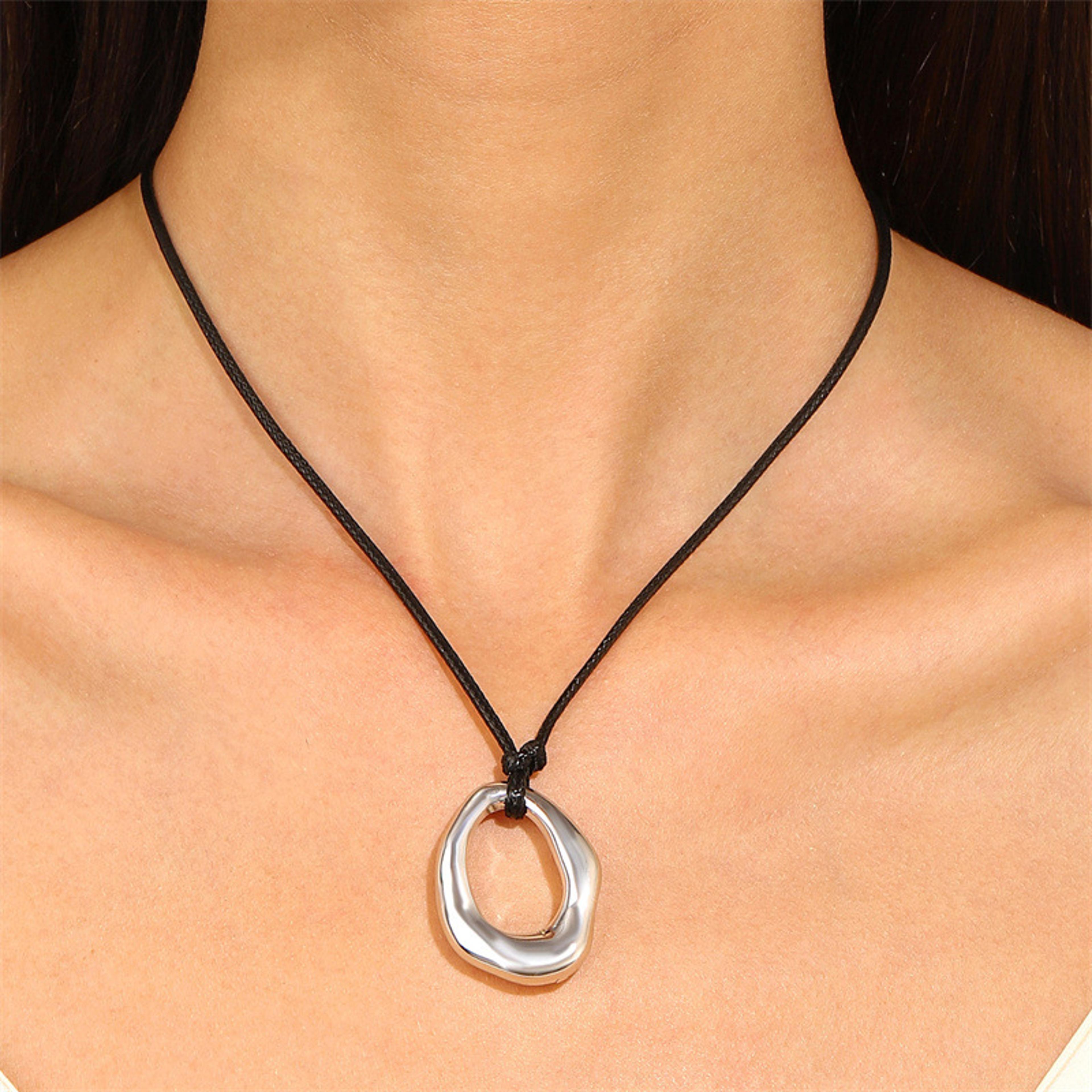 irregular hollow ring pendant necklace minimalist statement jewelry for women