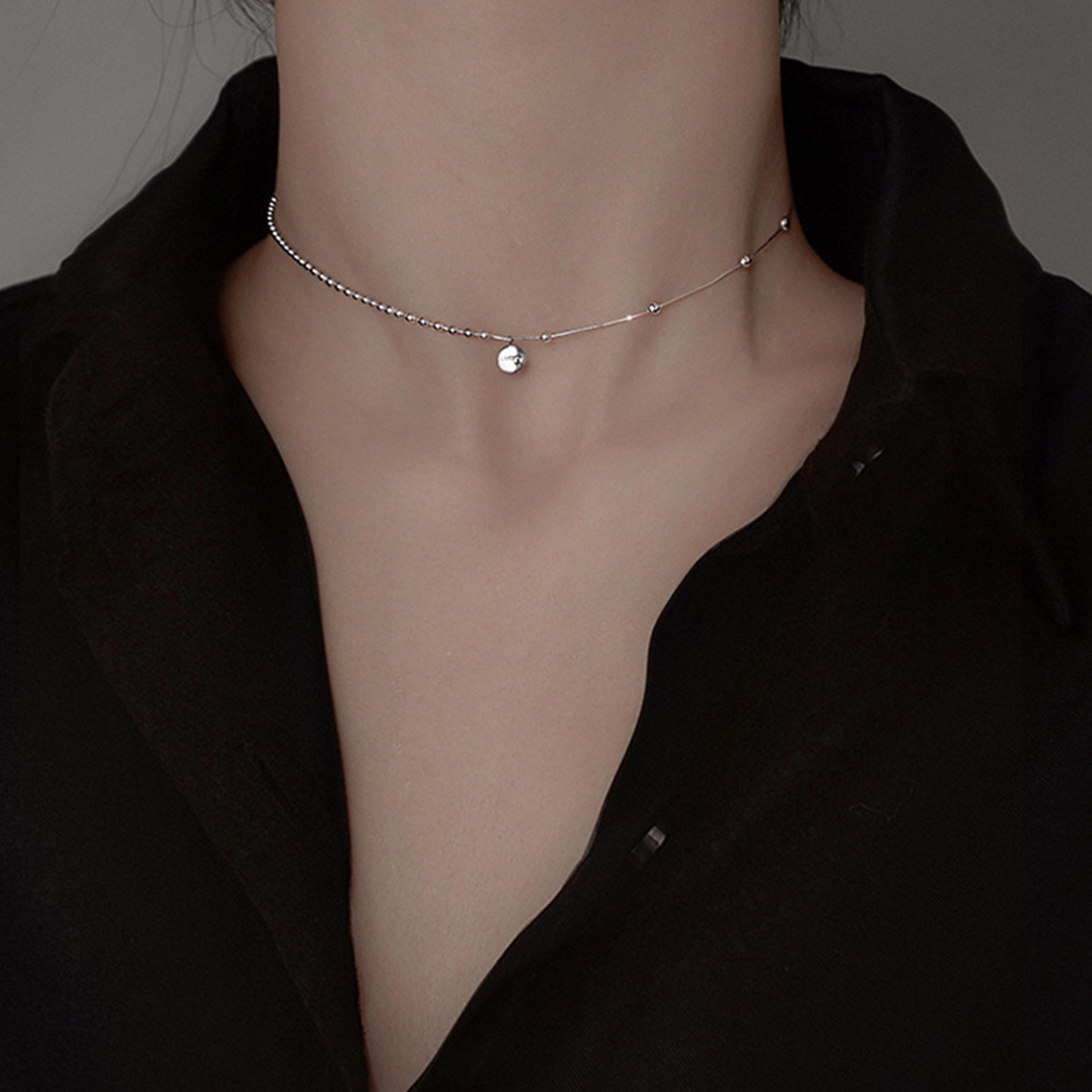 silver lucky beanie letter necklace for women asymmetrical silver choker clavicle chain jewelry gift