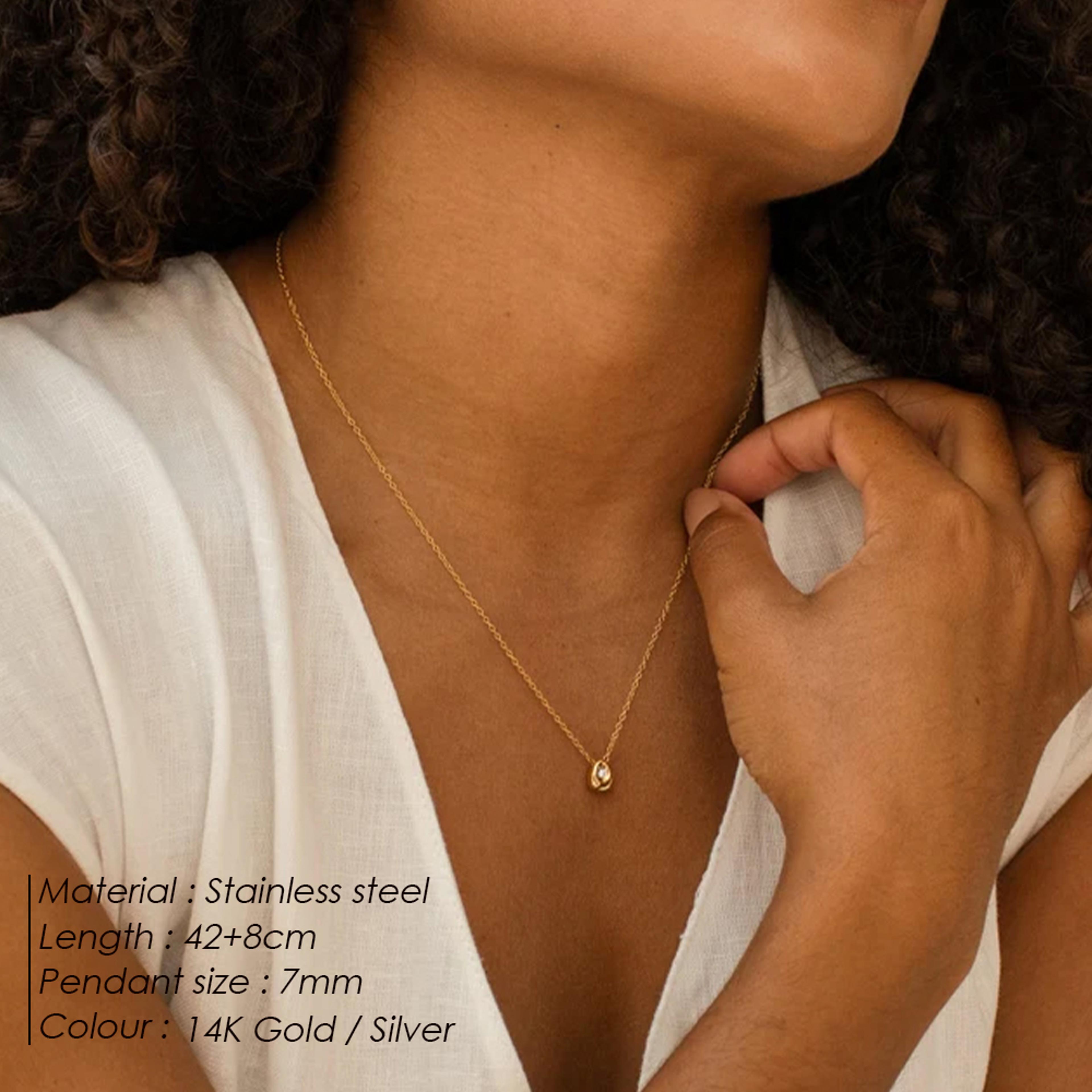 gold plated water drop pendant stainless steel adjustable choker necklace for women fine jewelry