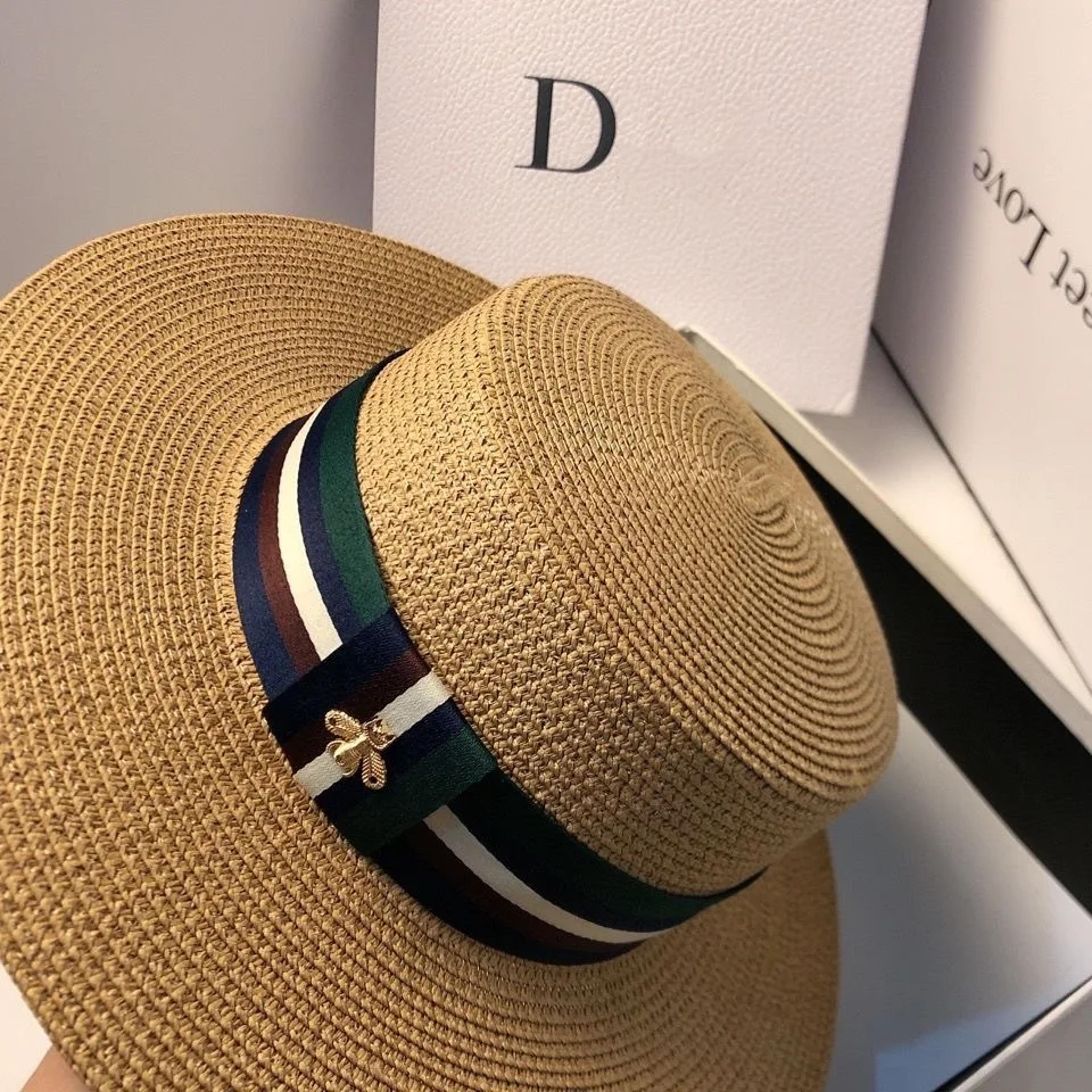 women wide brim straw hat bee embroidery uv protection beach sun hat for travel