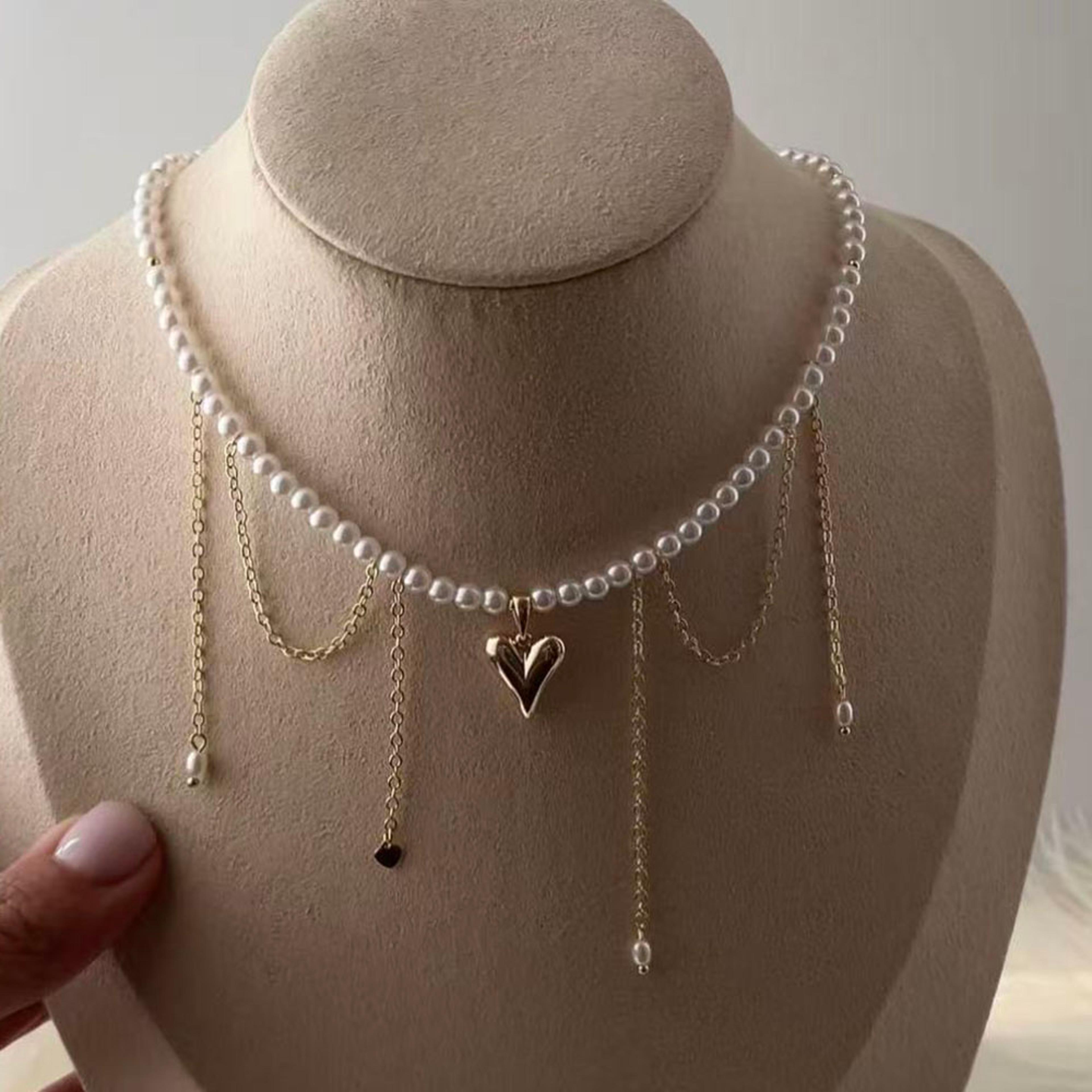 boho tassel crystal pearl pendant necklace for women fashion jewelry valentines gift