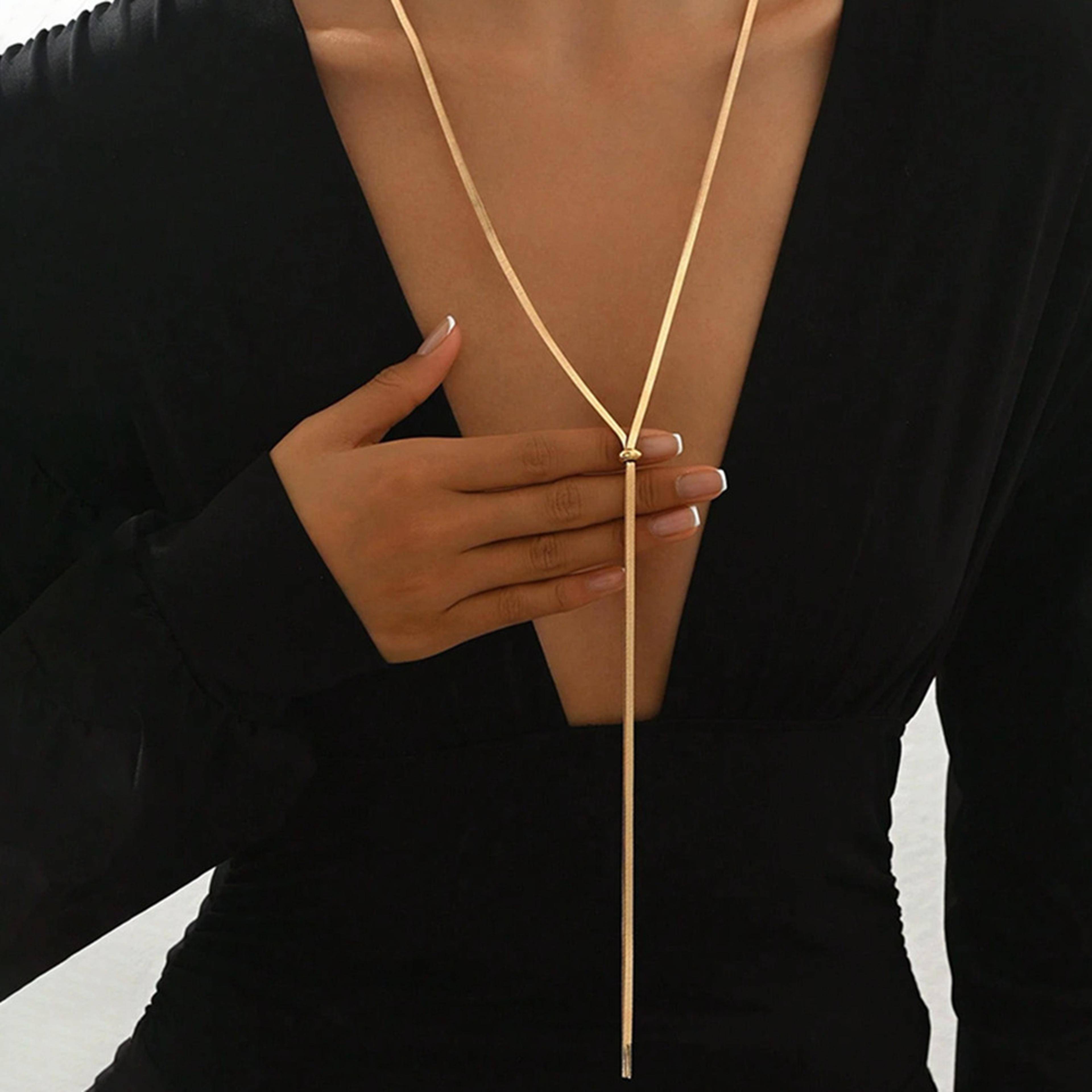 gold punk y shaped snake bone chain statement necklace for women fashion jewelry