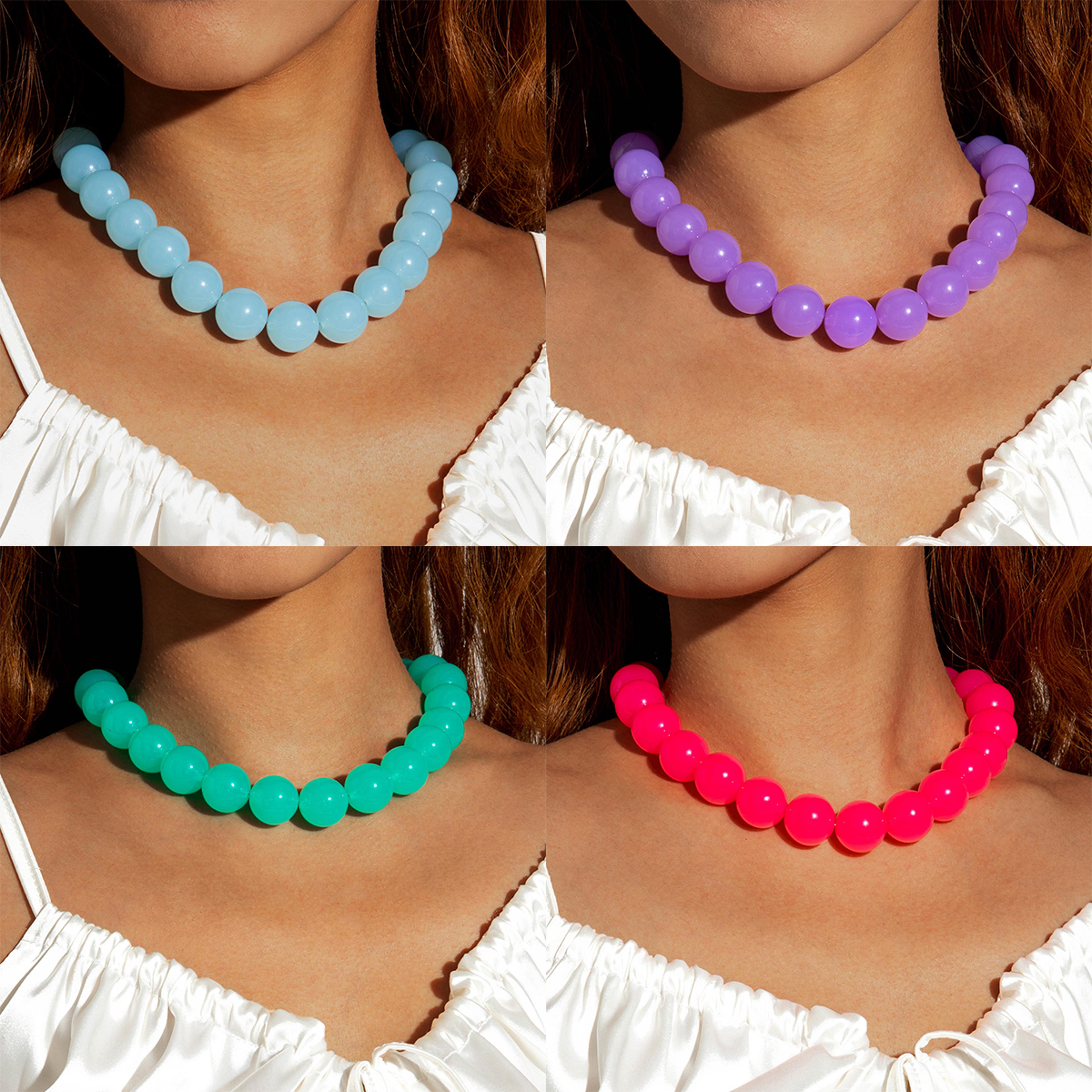 jelly color acrylic bead necklace handmade adjustable statement beaded necklace for women