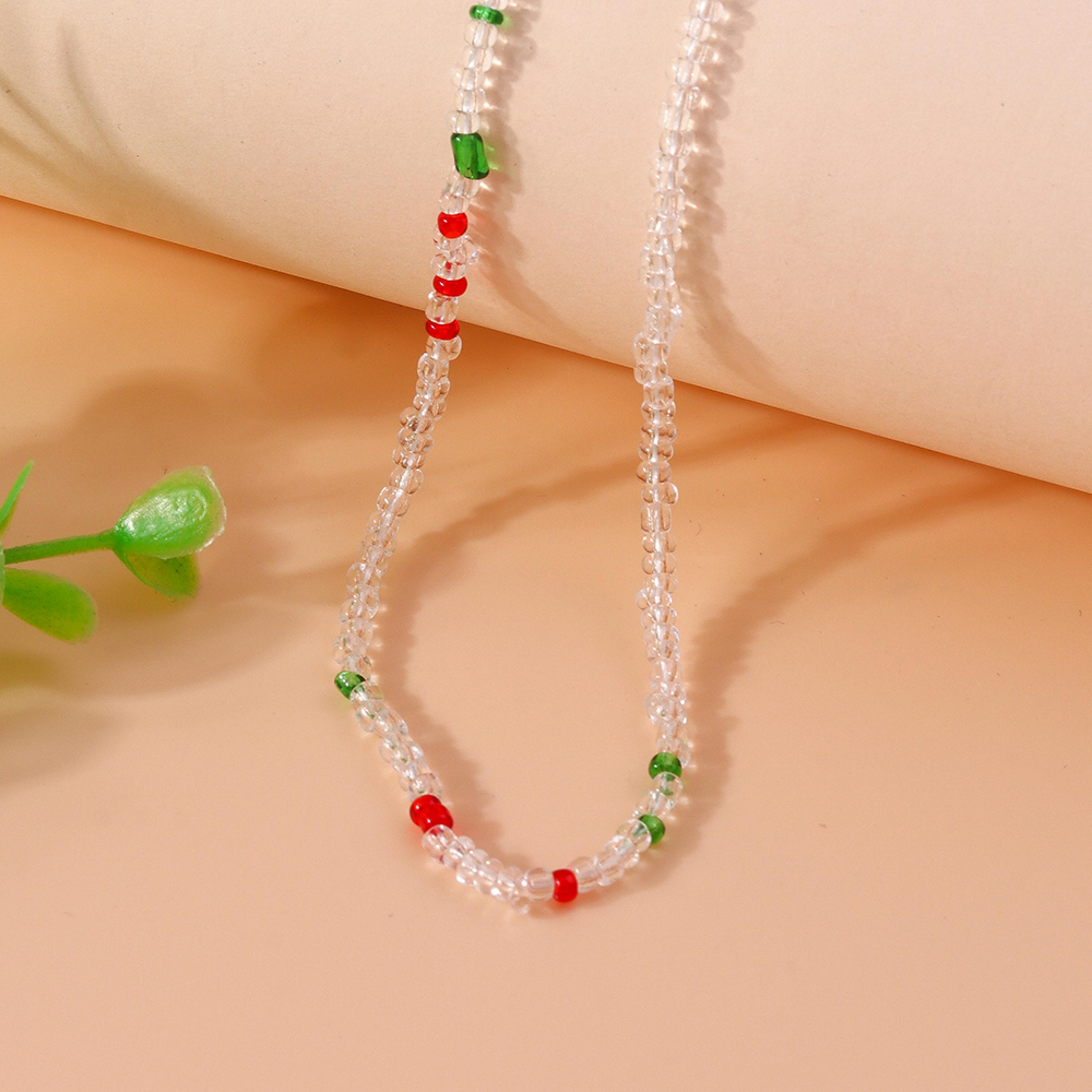 boho handmade colorful seed bead necklace bohemian summer beach jewelry for women & girls