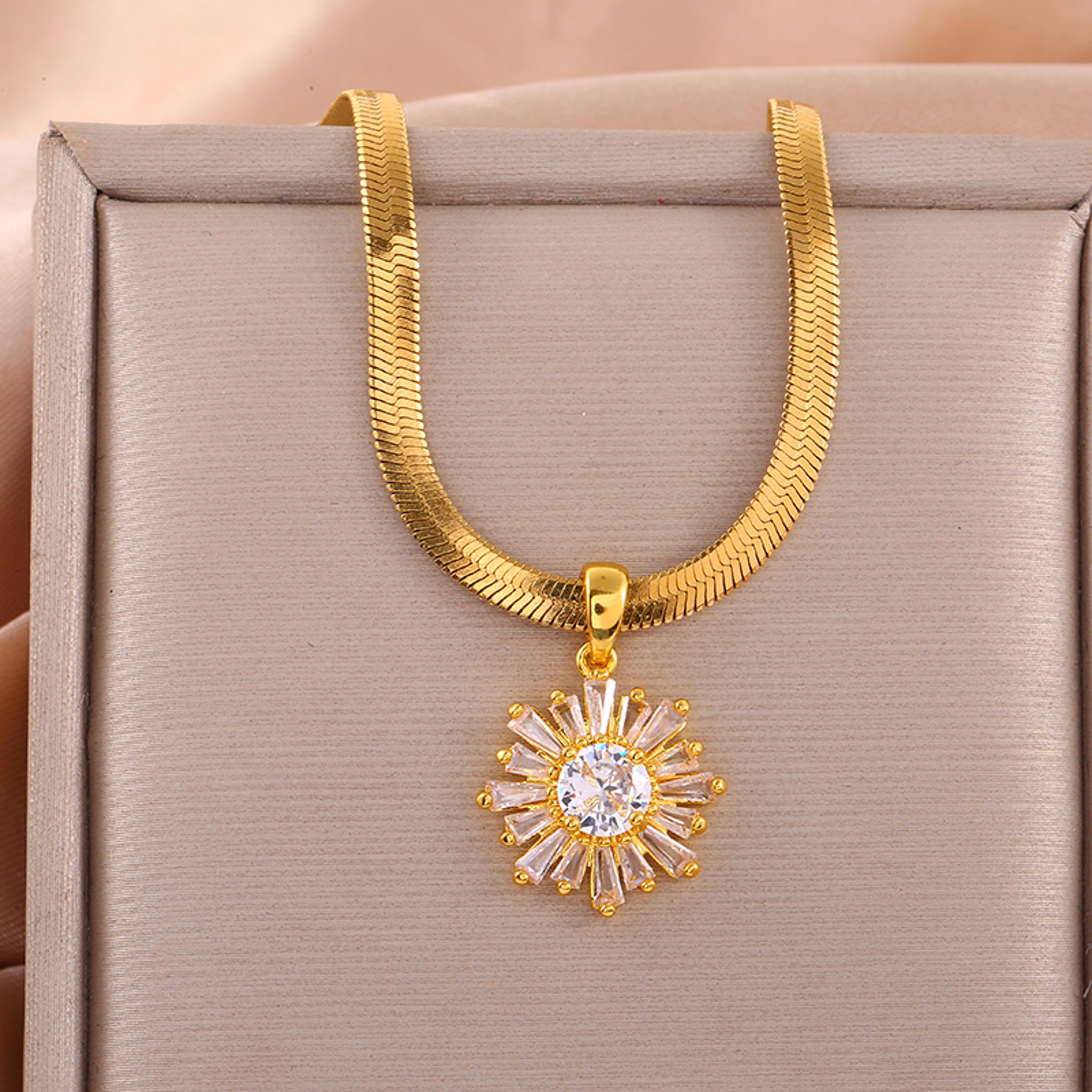 sunflower totem snake bone chain pendant necklace for women boho jewelry gift