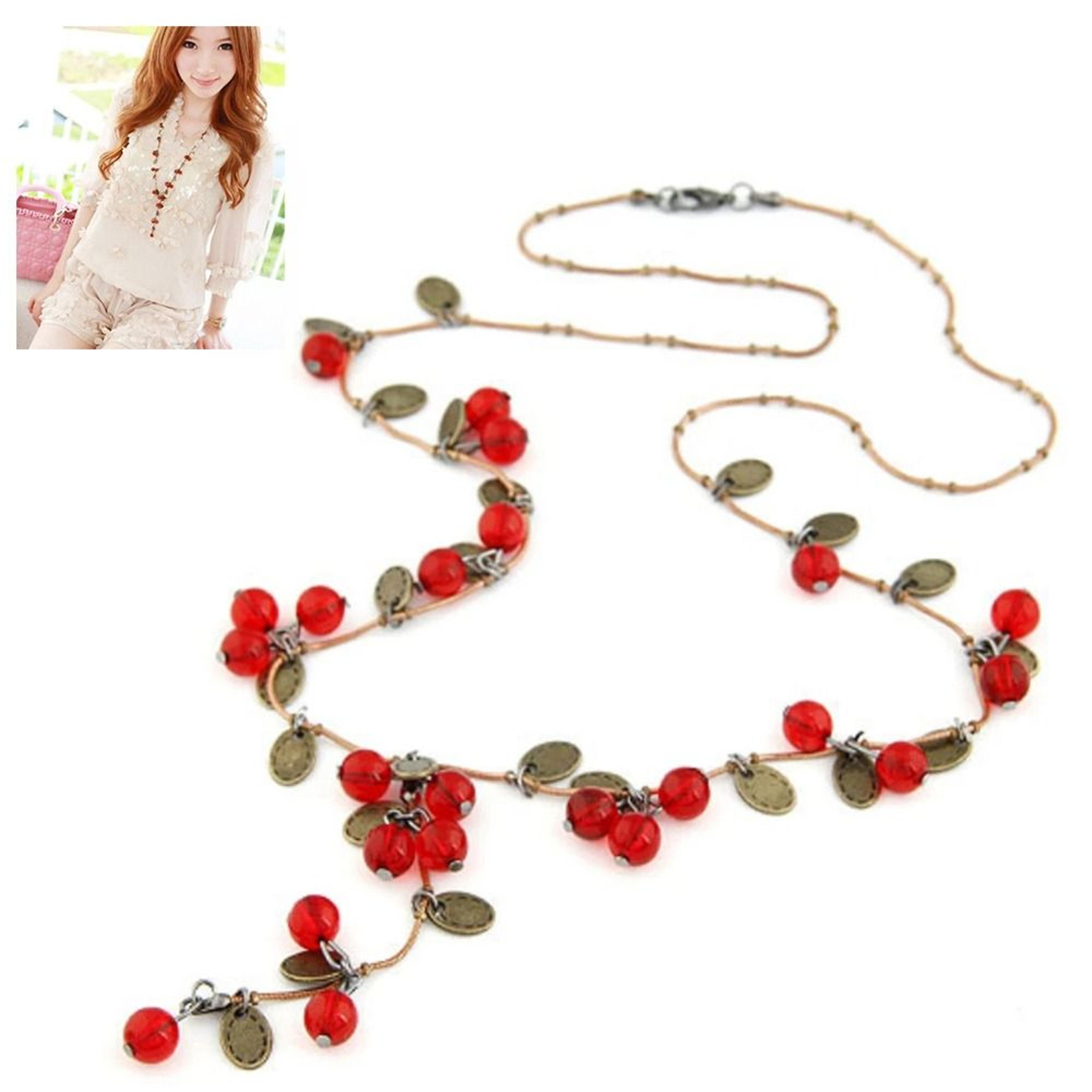 red berry necklace retro sweater chain fashion jewelry gift for women girls