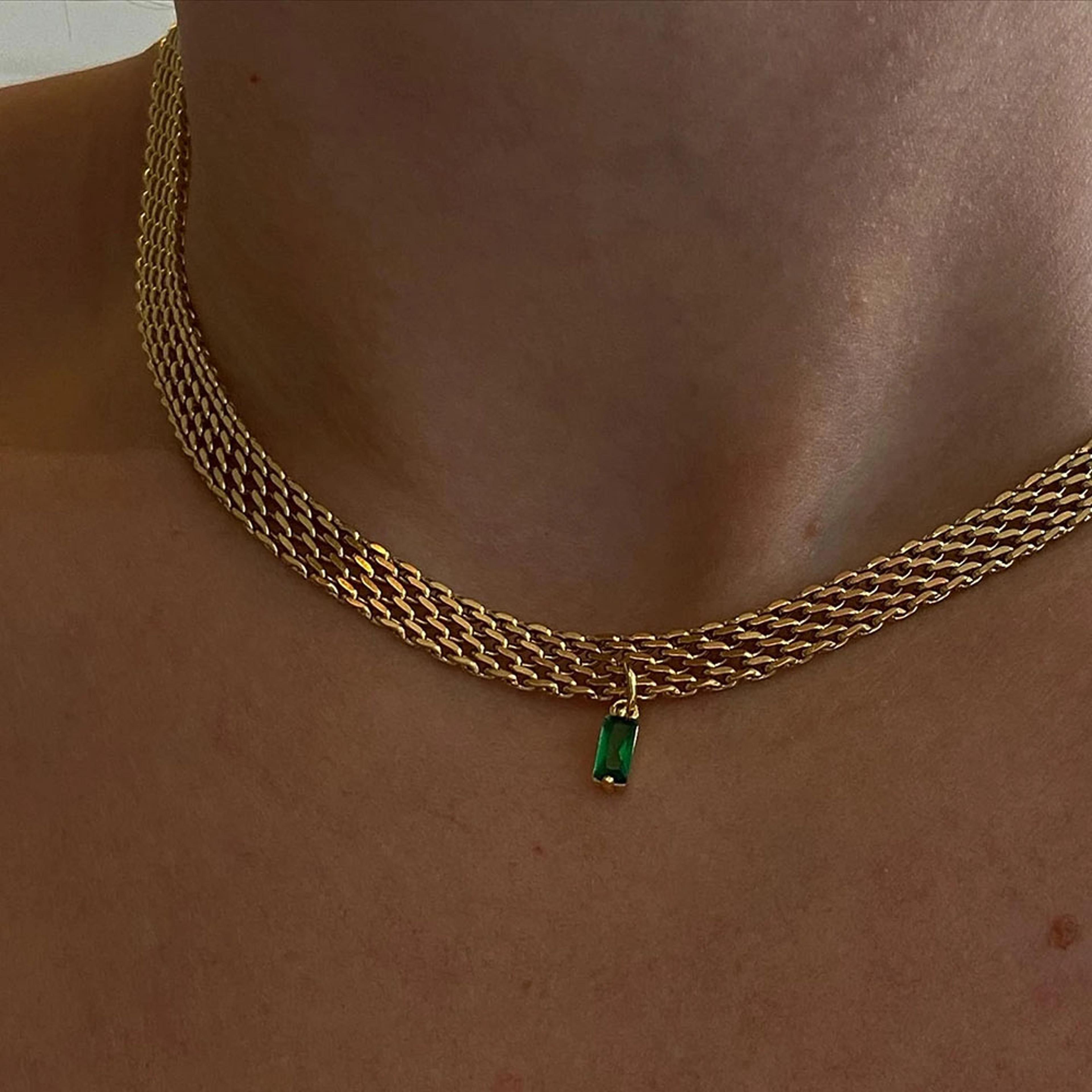 luxury gold cube chain crystal pendant necklace for women