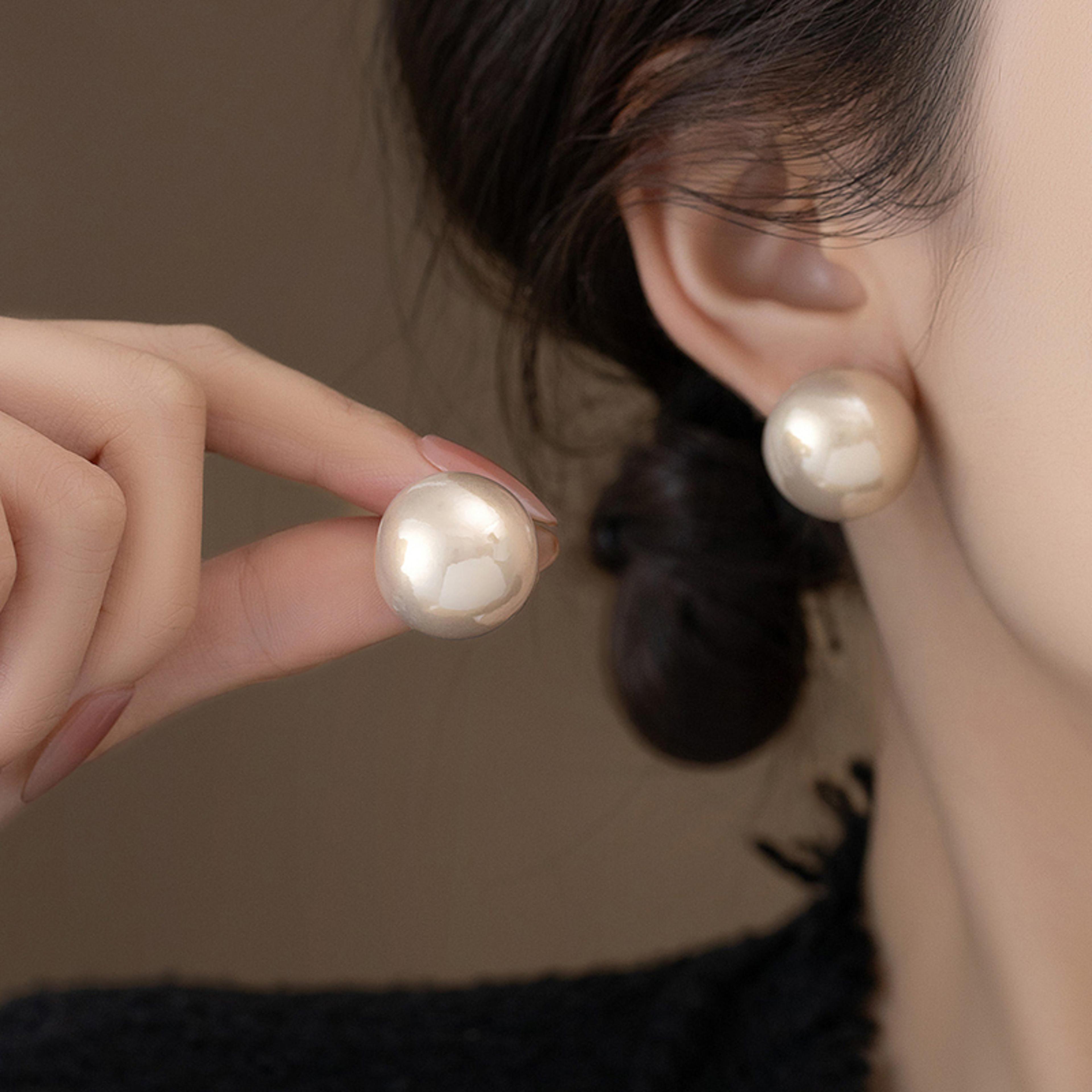 elegant minimalist pearl stud earrings for women classic fashion jewelry for daily wear & parties