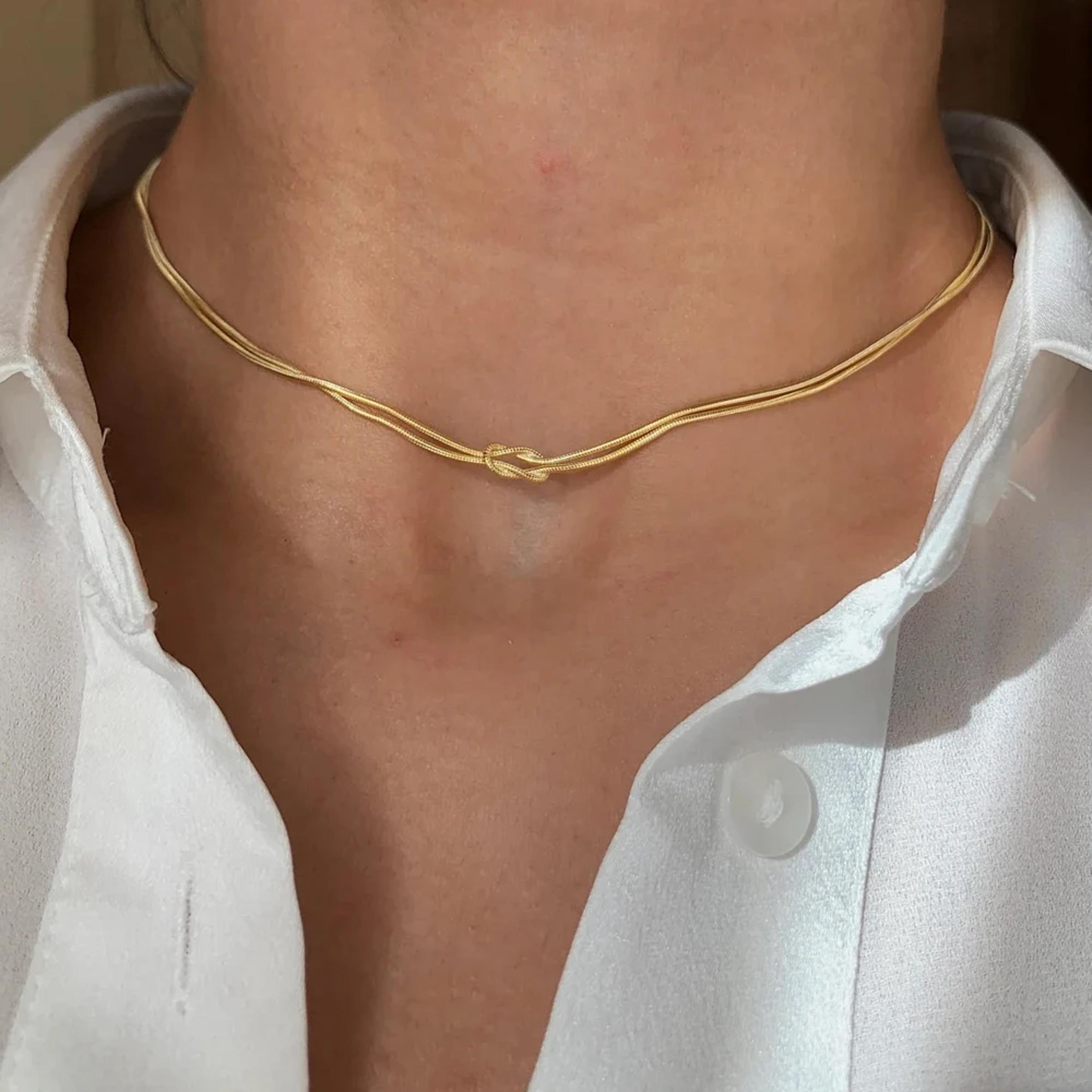 elegant knot pendant gold chain necklace for women minimalist stainless steel everyday jewelry