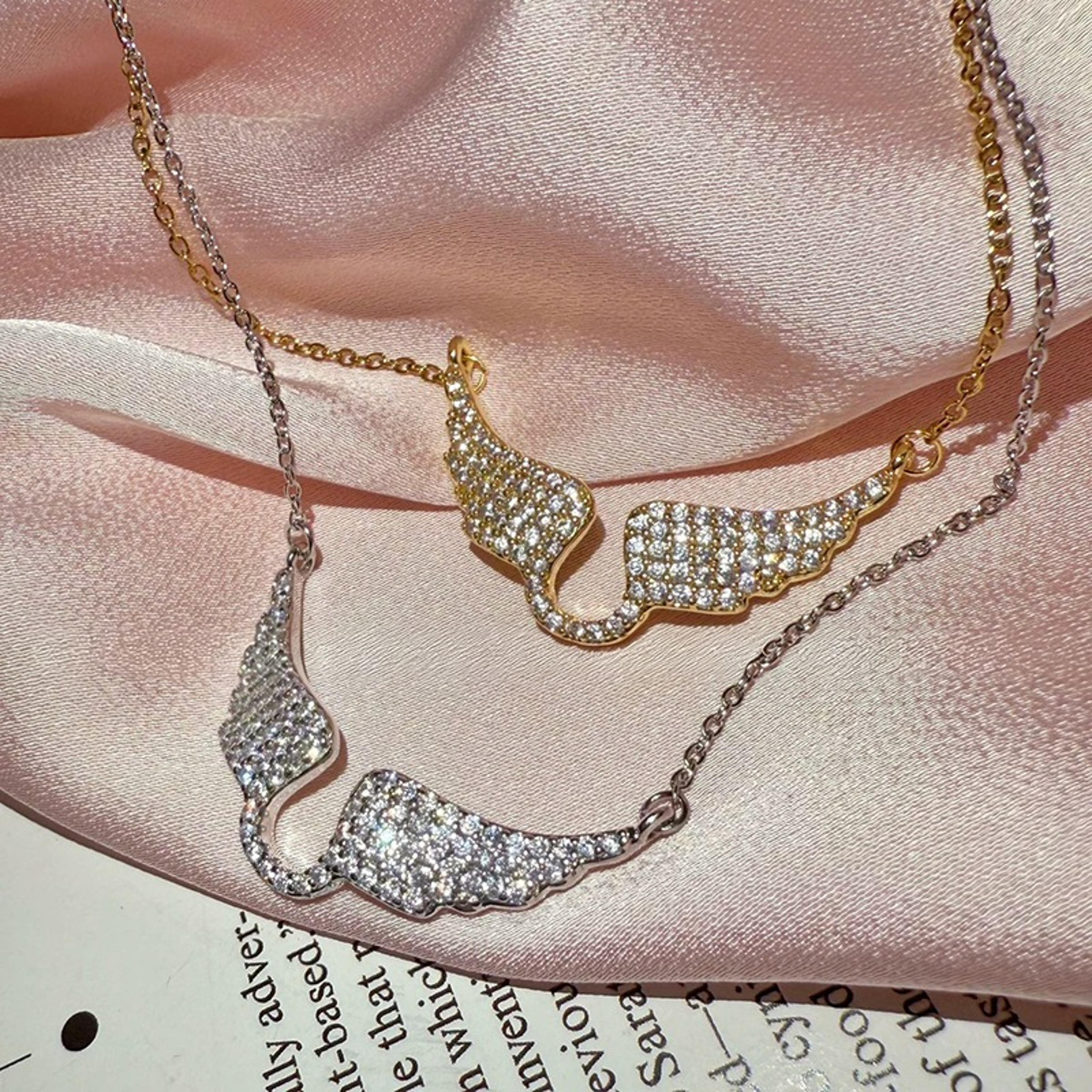 celestial spark angel wing necklace crystal wing pendant choker for women