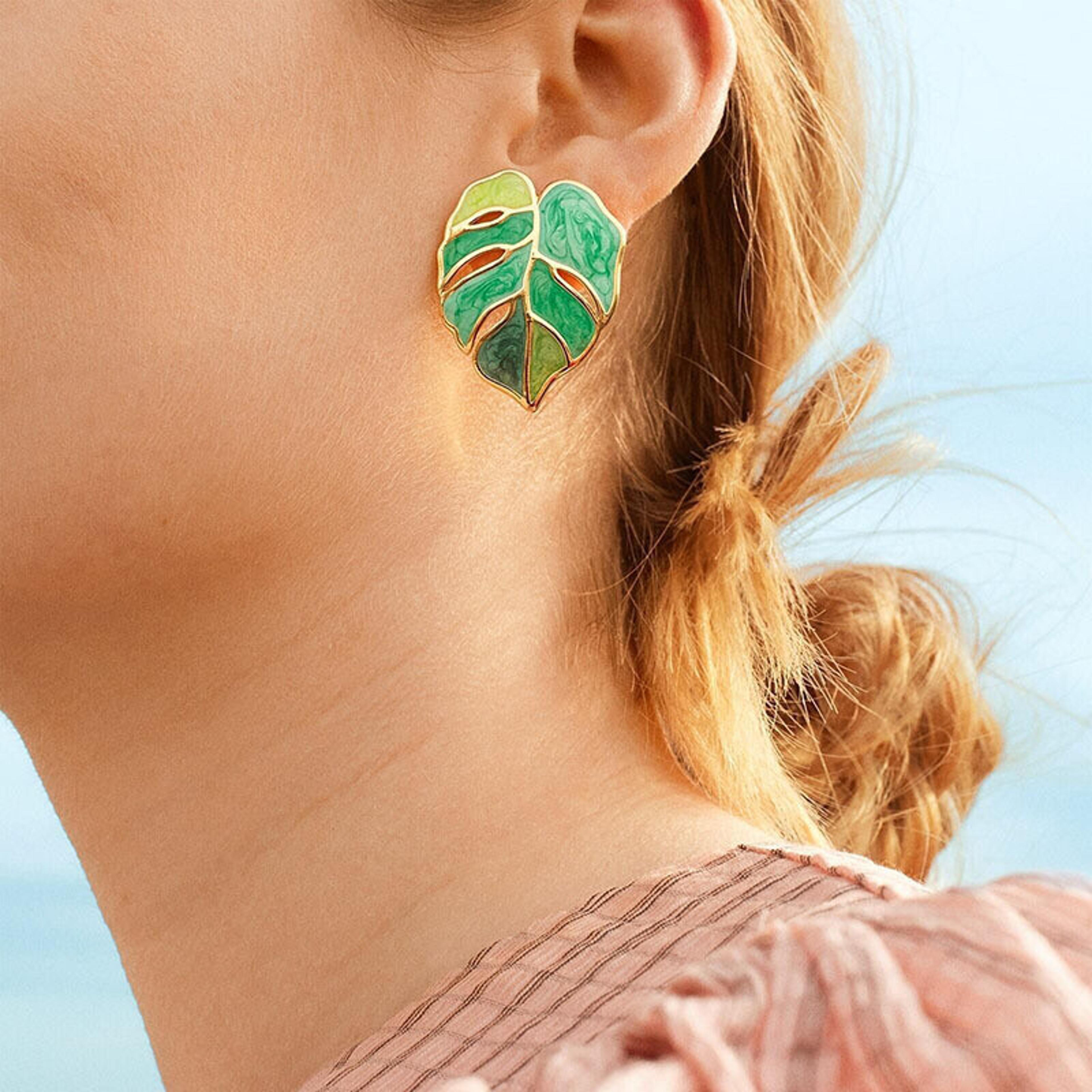 elegant hollow leaf stud earrings for women minimalist statement fashion jewelry gift