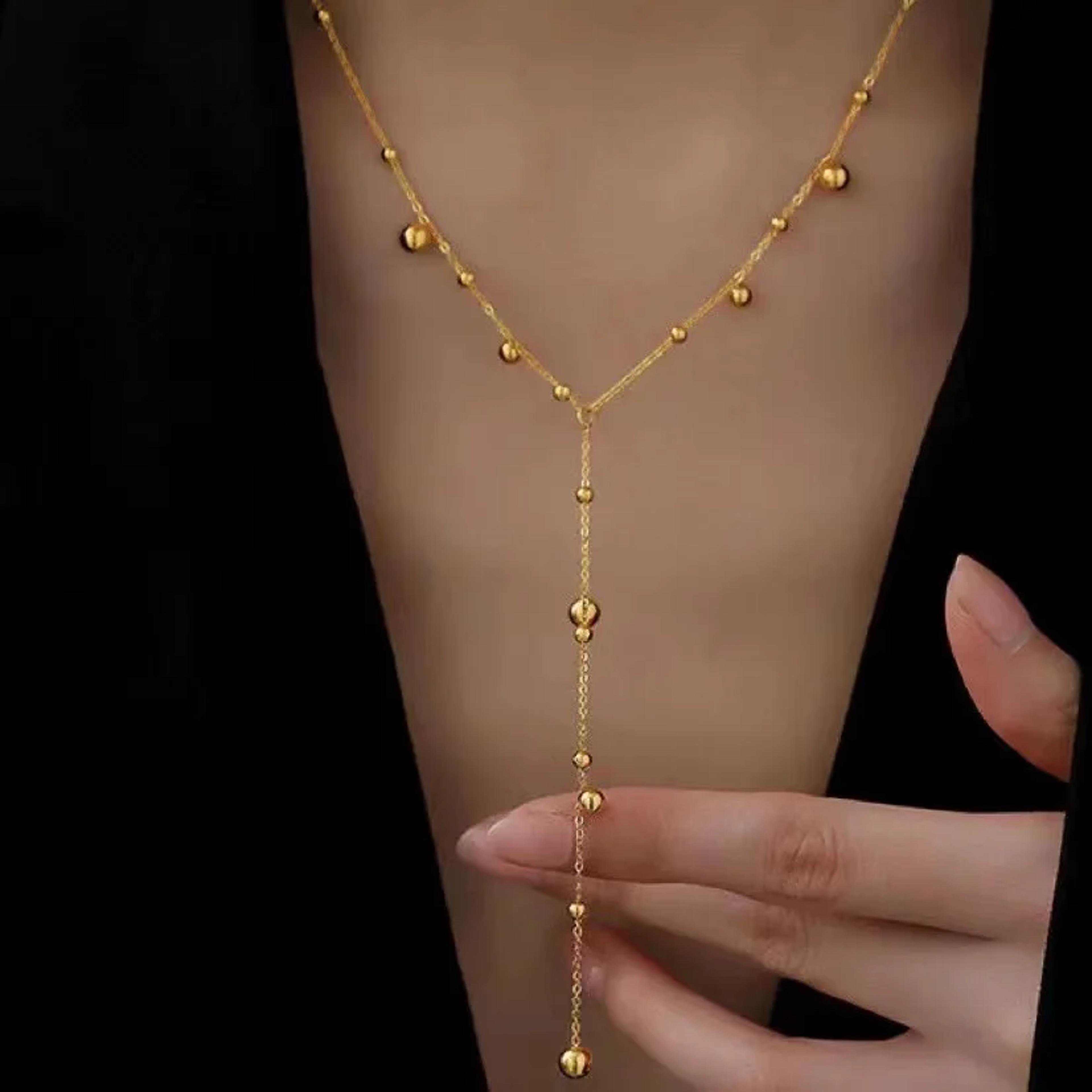 elegant stainless steel tassel pendant necklace for women long sweater chain statement jewelry