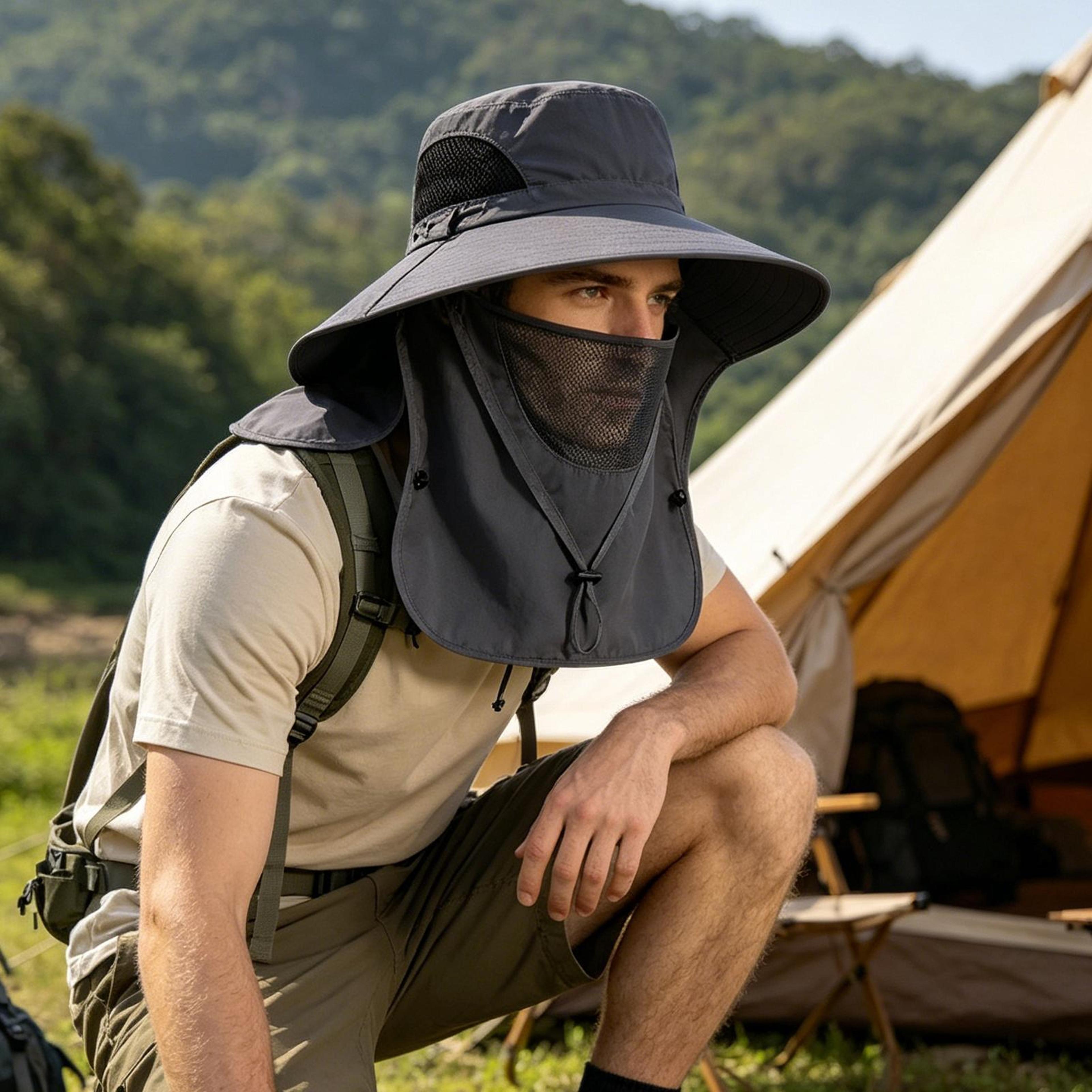 trailshield waterproof fishing hat with neck flap wide brim sun hat for hiking & camping