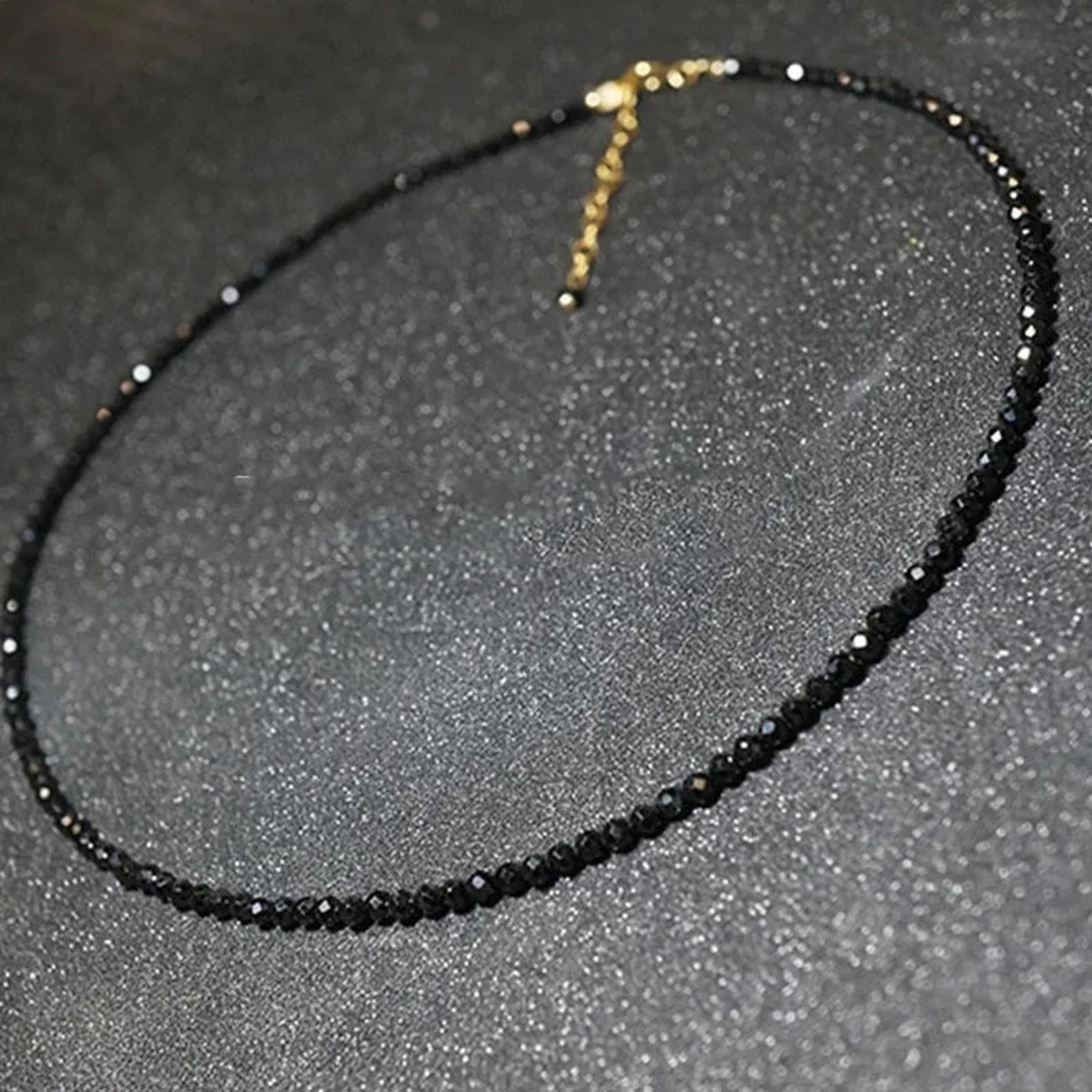 midnight elegance black beaded choker necklace for women