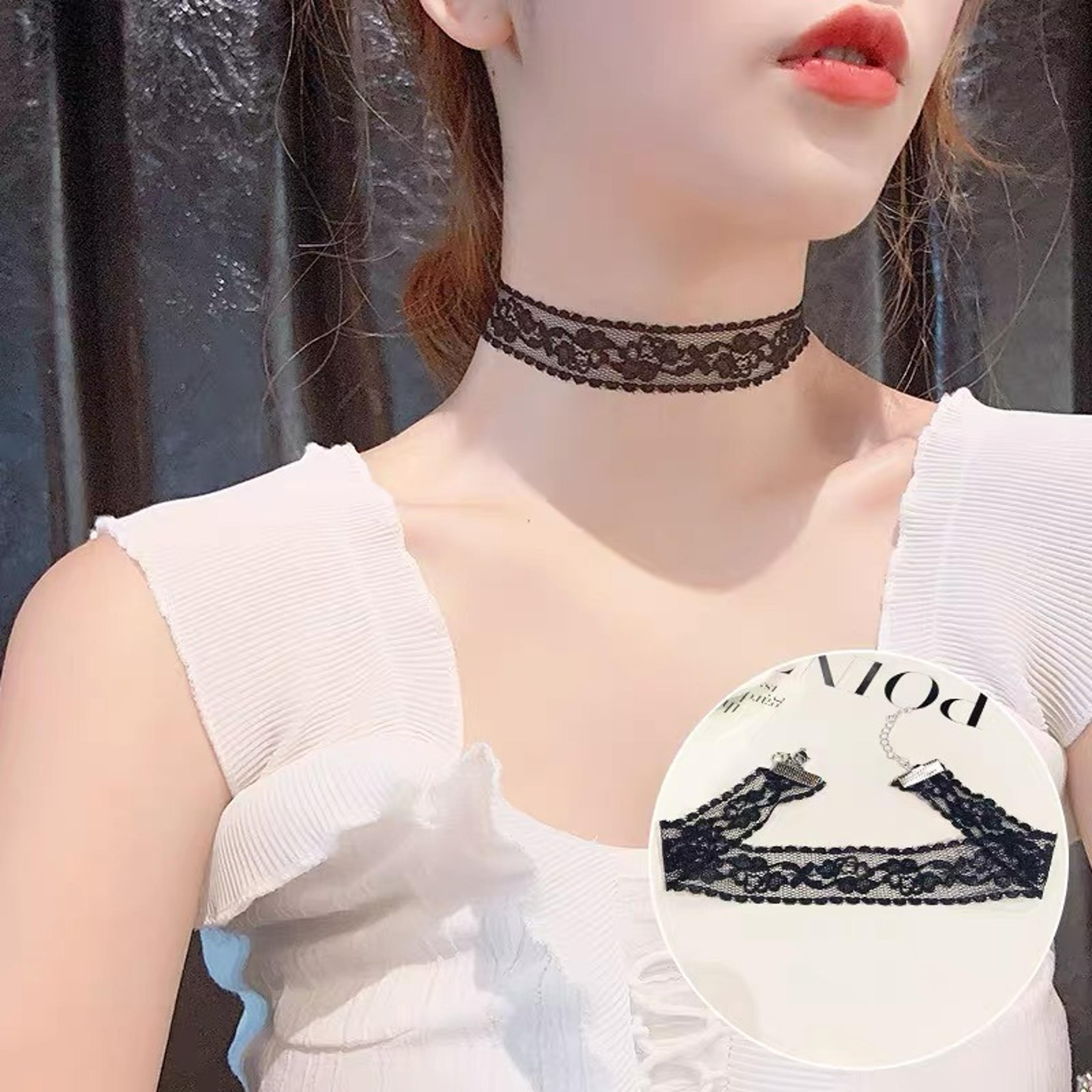 midnight rose gothic lace choker necklace for women floral statement collar accessory