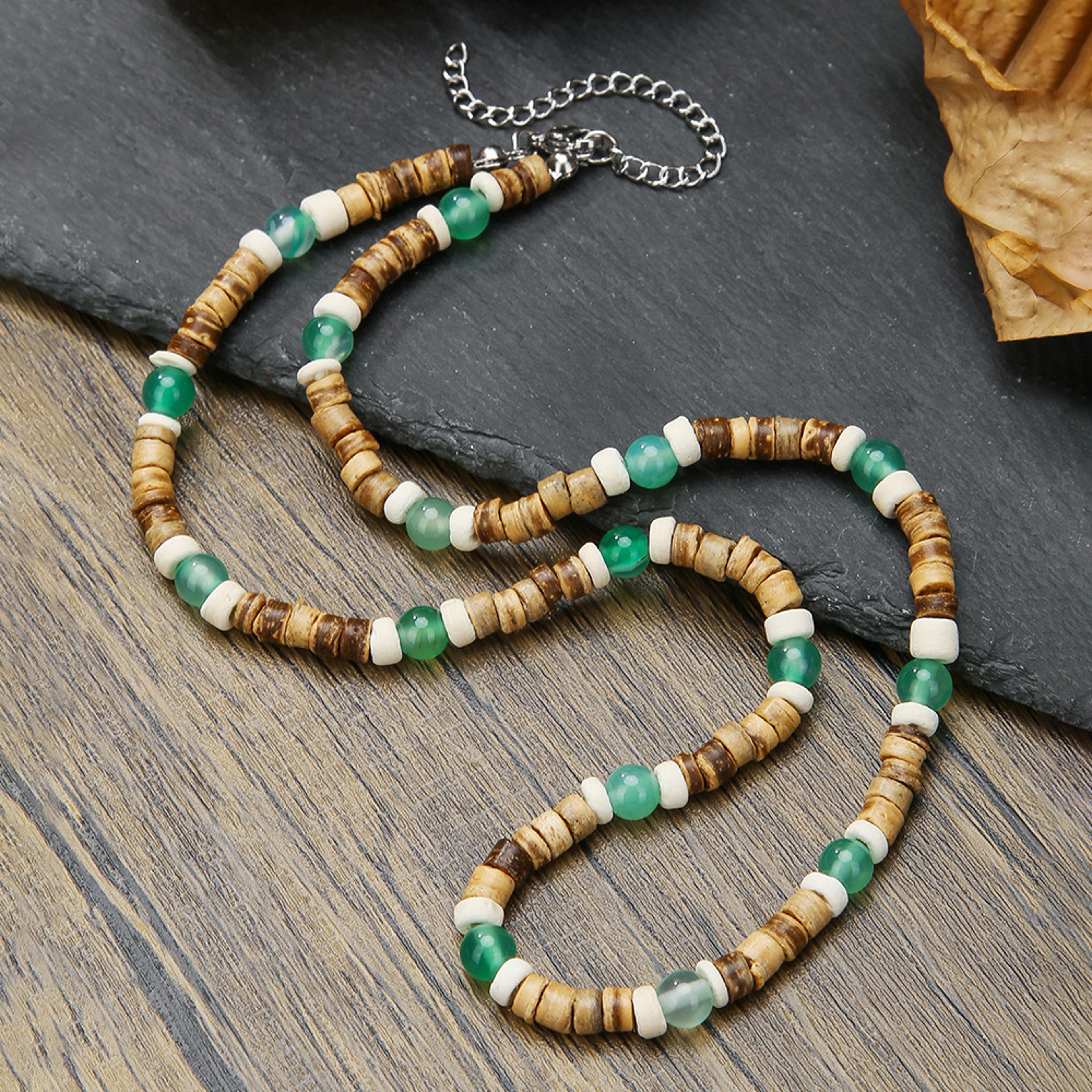coastal spirit coconut shell necklace for men adjustable boho beaded necklace with beach style