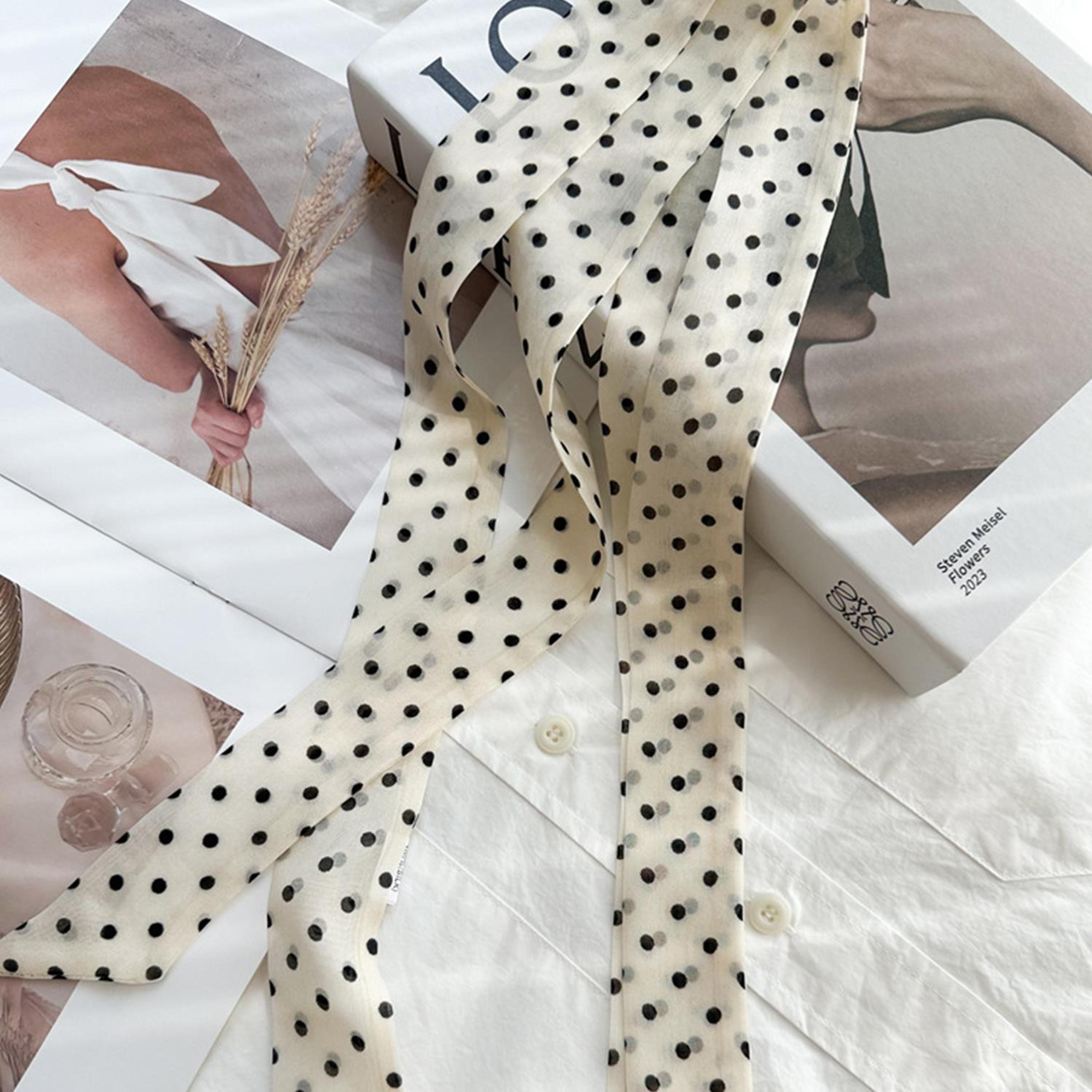 polka dot twilly scarf ribbon versatile skinny scarf headband & bag accent for women