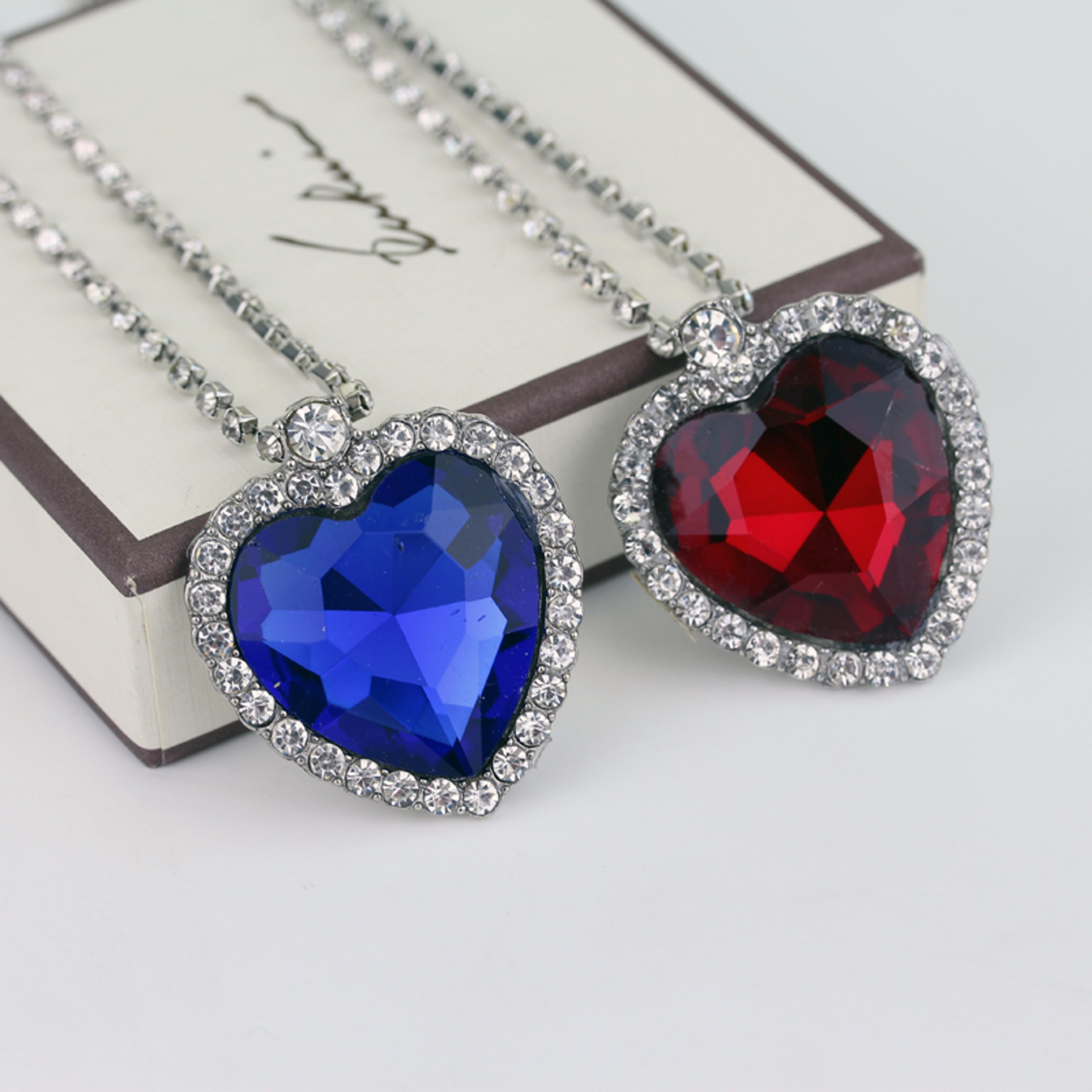 titanic inspired heart of the ocean crystal necklace romantic blue sapphire pendant gift