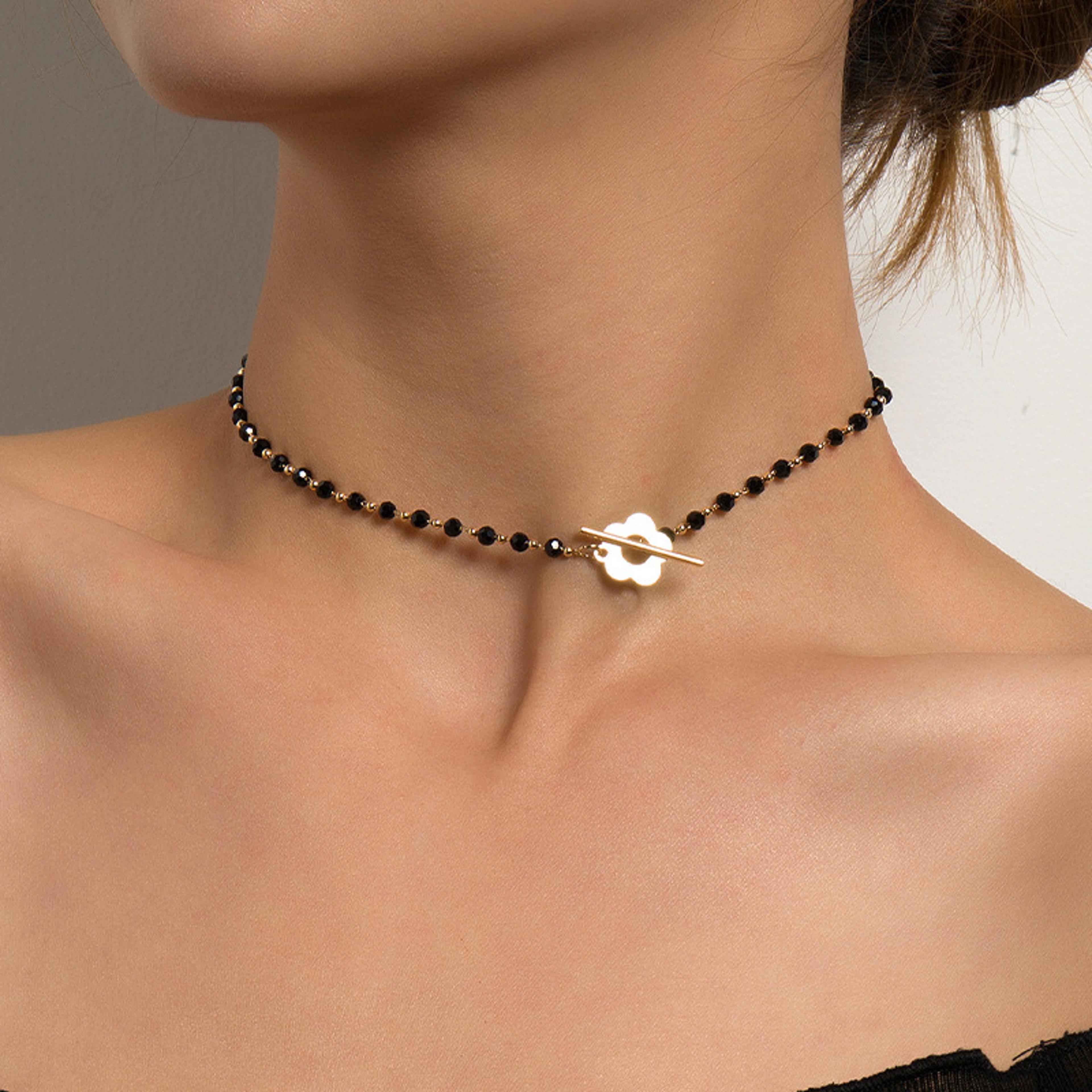 crystal bloom lariat choker necklace for women elegant crystal bead choker statement jewelry