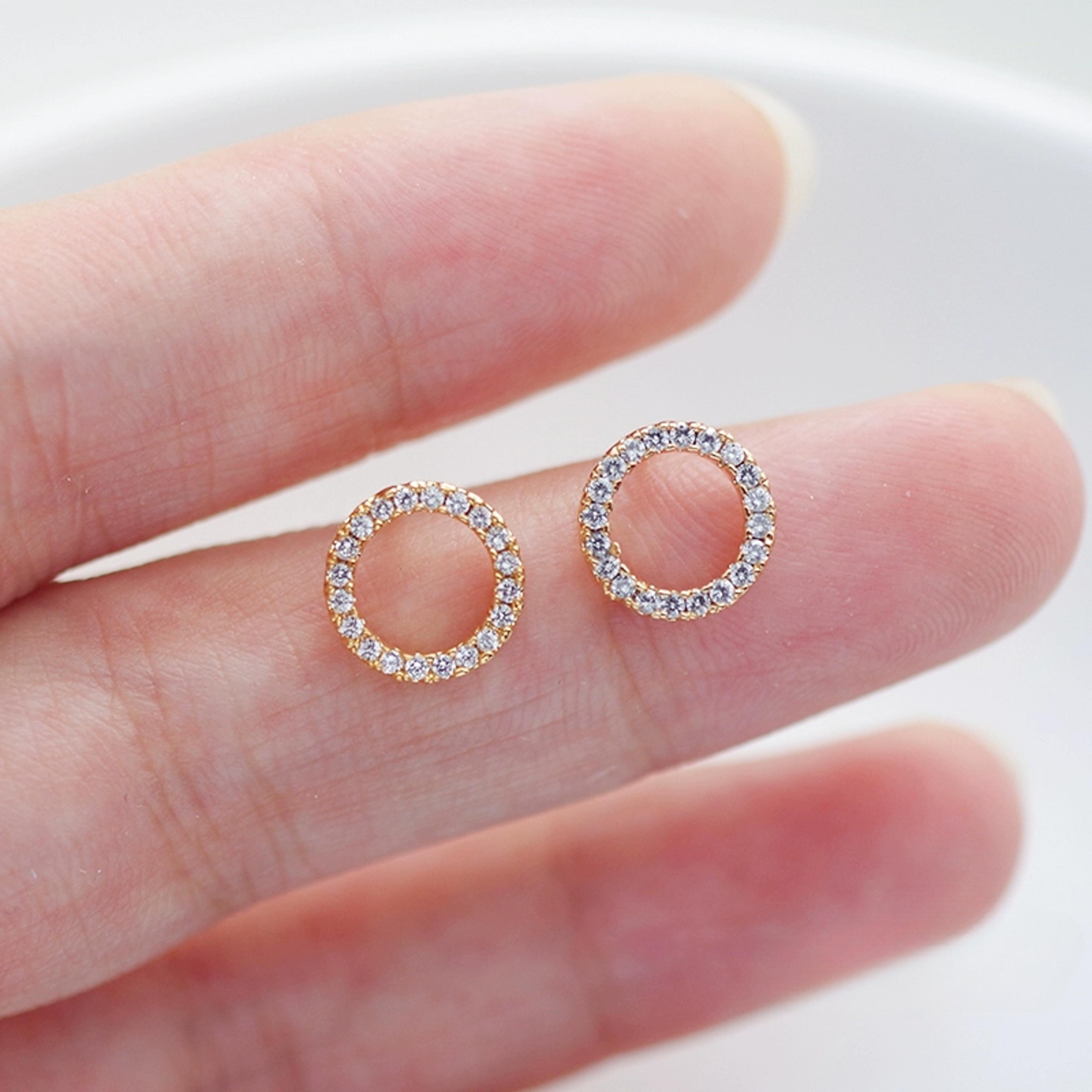 crystal halo stud earrings for women minimalist gold circle earrings for everyday elegance