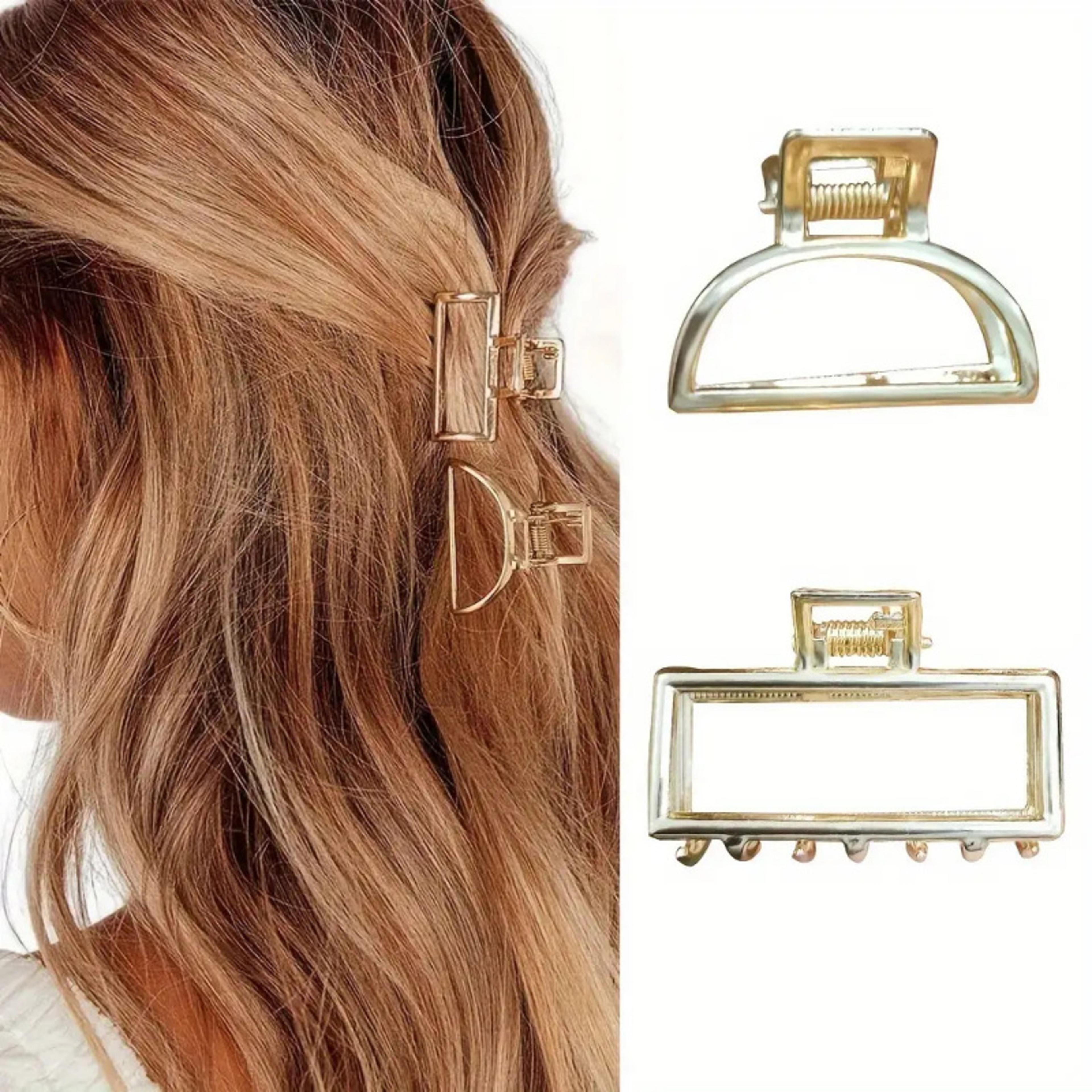 minimalist gold hair claw clip set anti slip hollow design for thick & thin hair