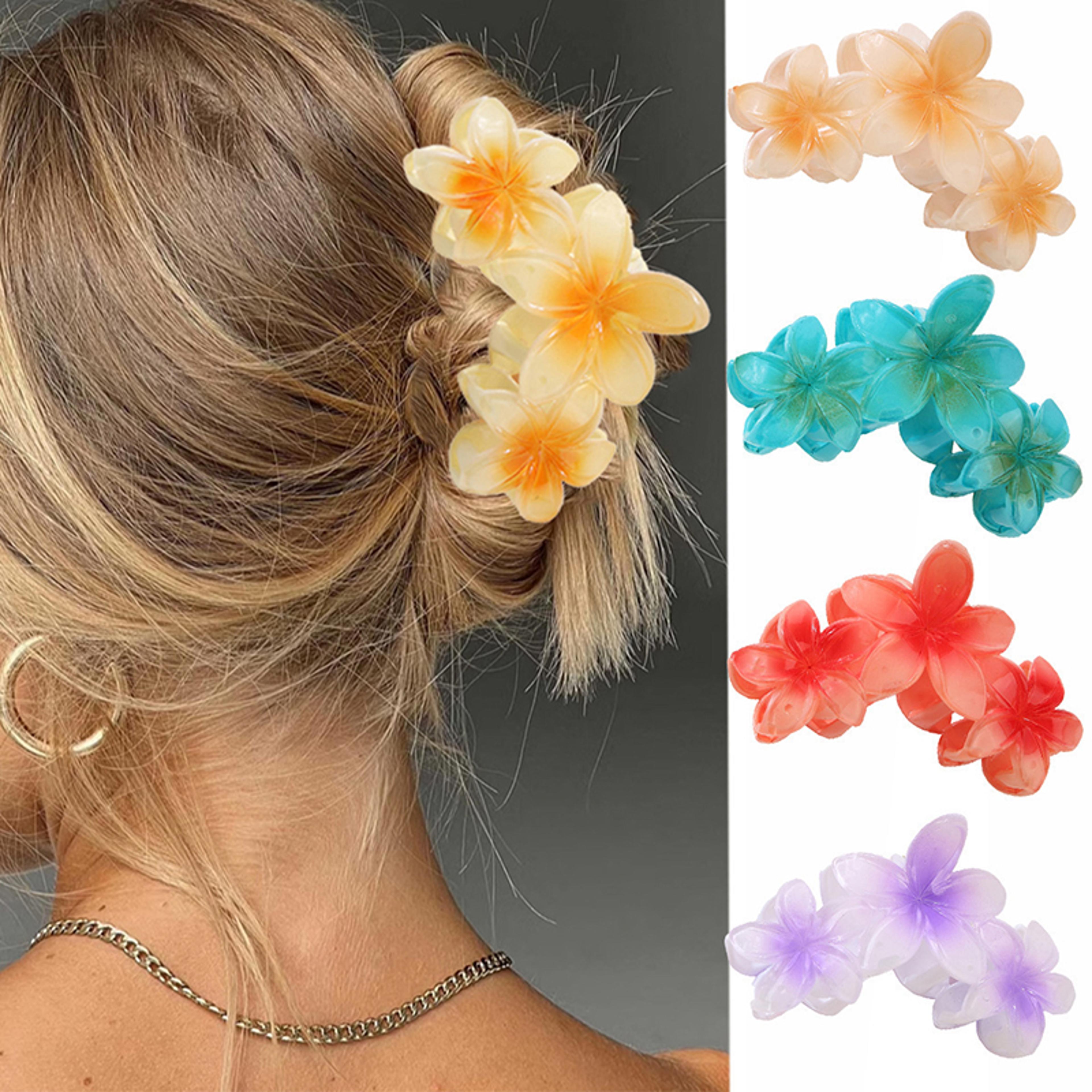 tropical blossom flower hair claw clip acrylic hawaiian hair accessory for women & girls