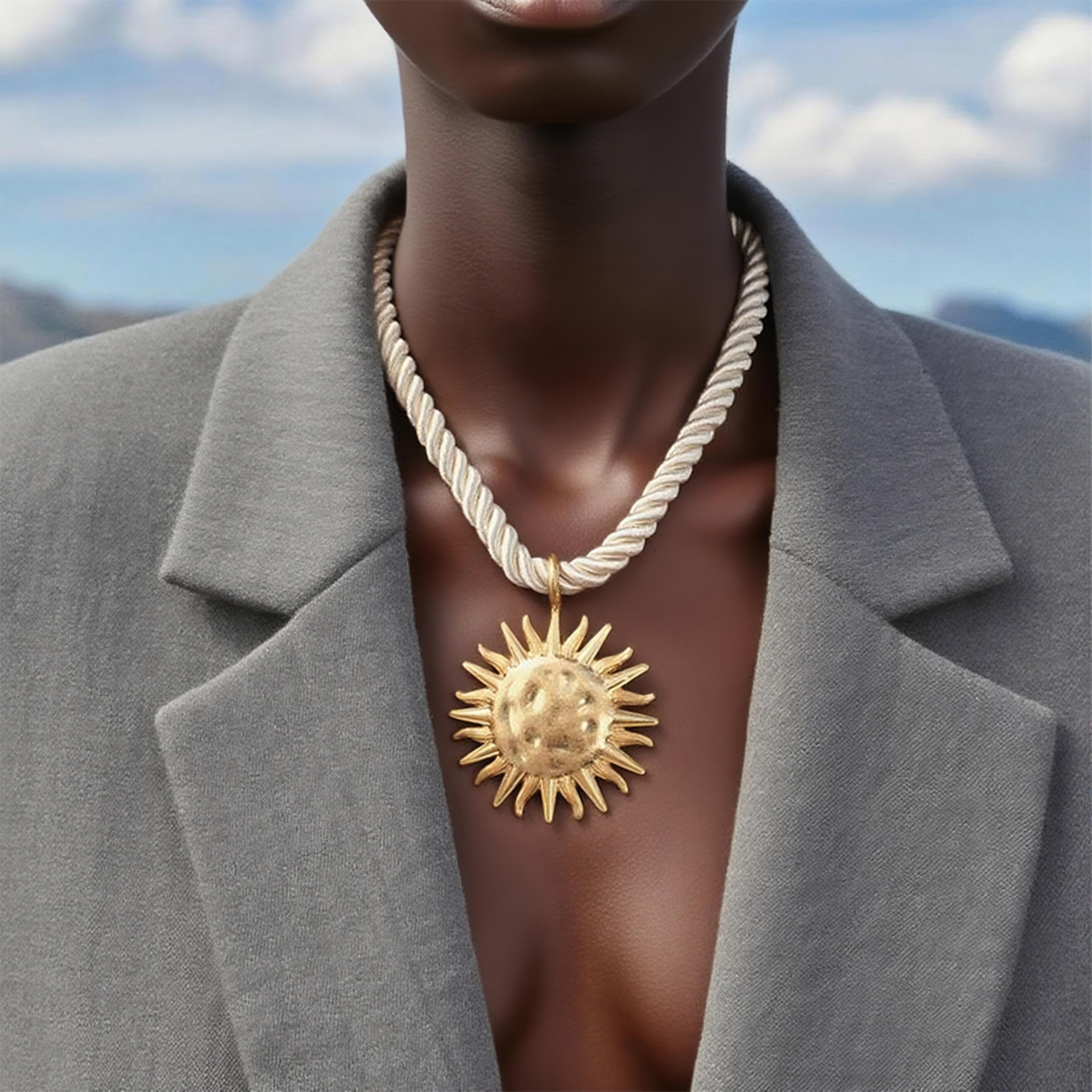 vintage sunflower pendant necklace for women boho rope chain floral statement jewelry
