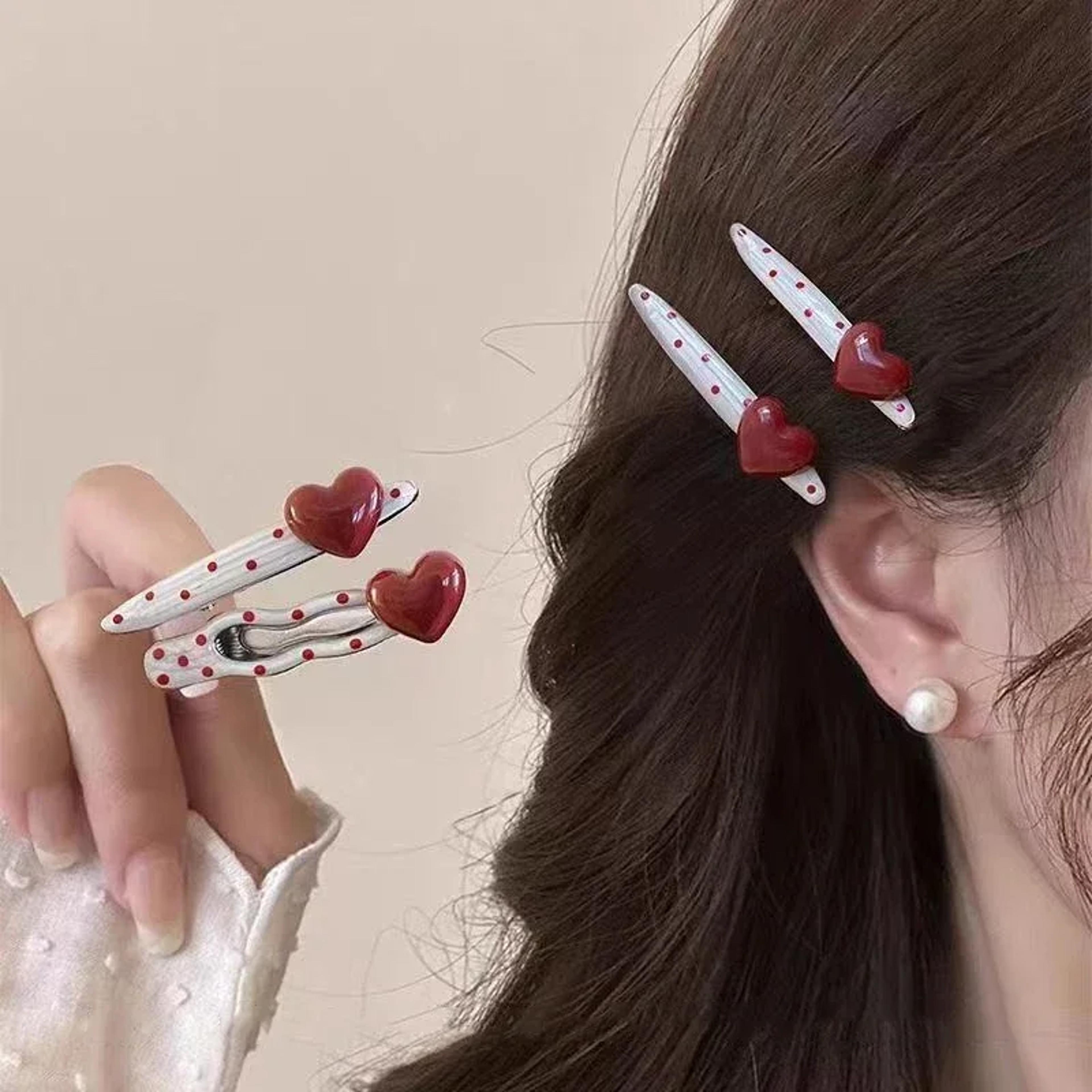 korean cherry polka dot hair clip side hairbands for women girls cute fashion accessory